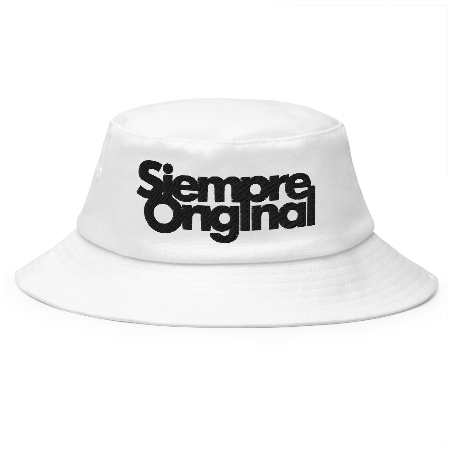 Gorro de Pescador con logo Siempre Original bordado. Color Blanco.