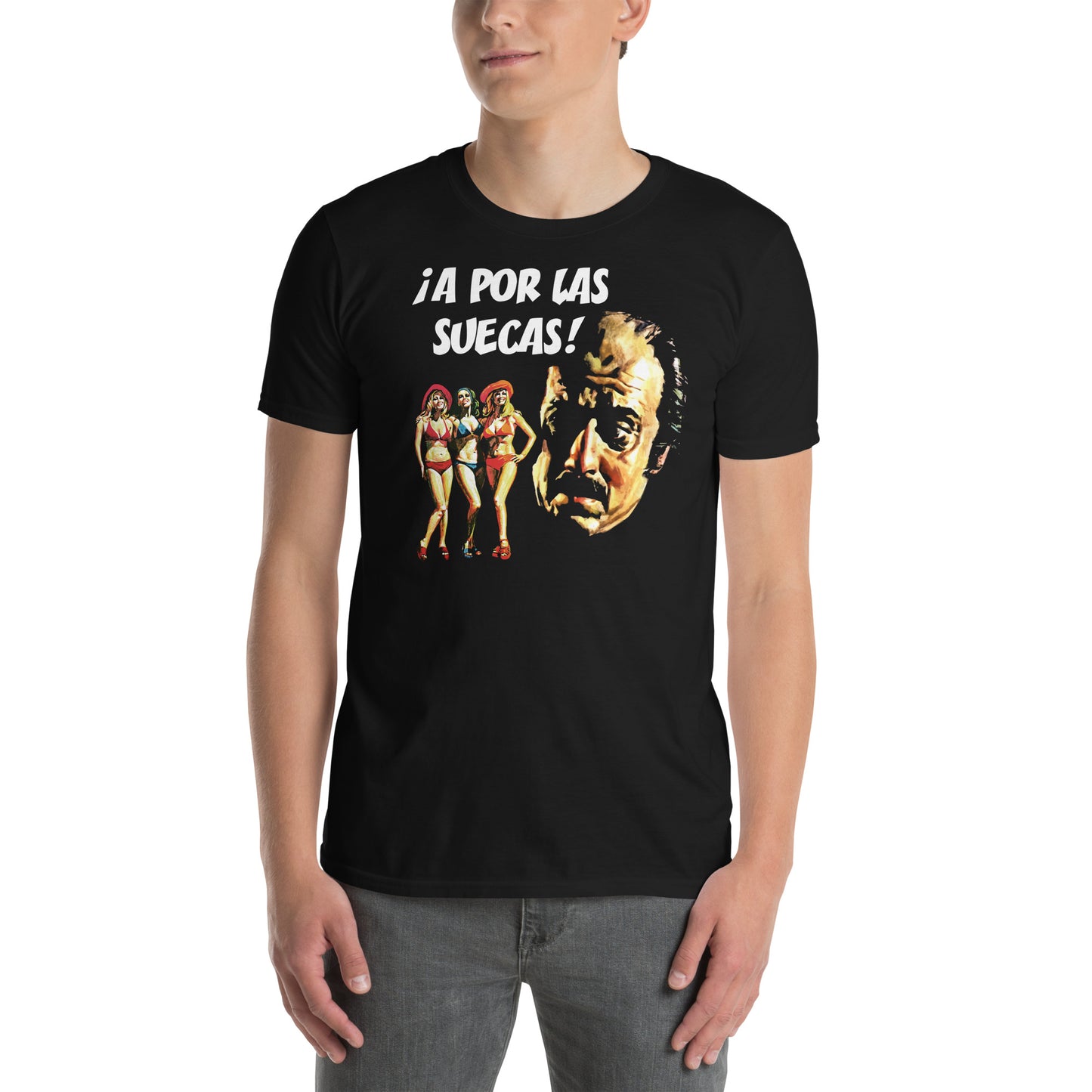 hombre con camiseta a por las suecas lopez vazquez en color negro