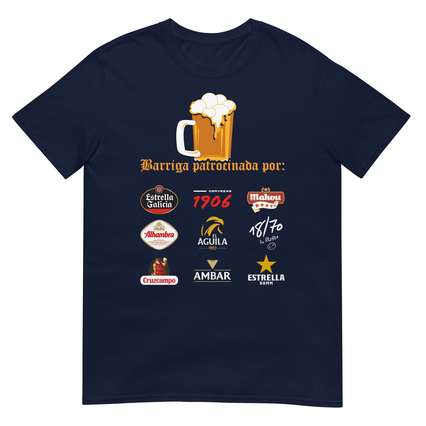 camiseta barriga cerveza azul marino