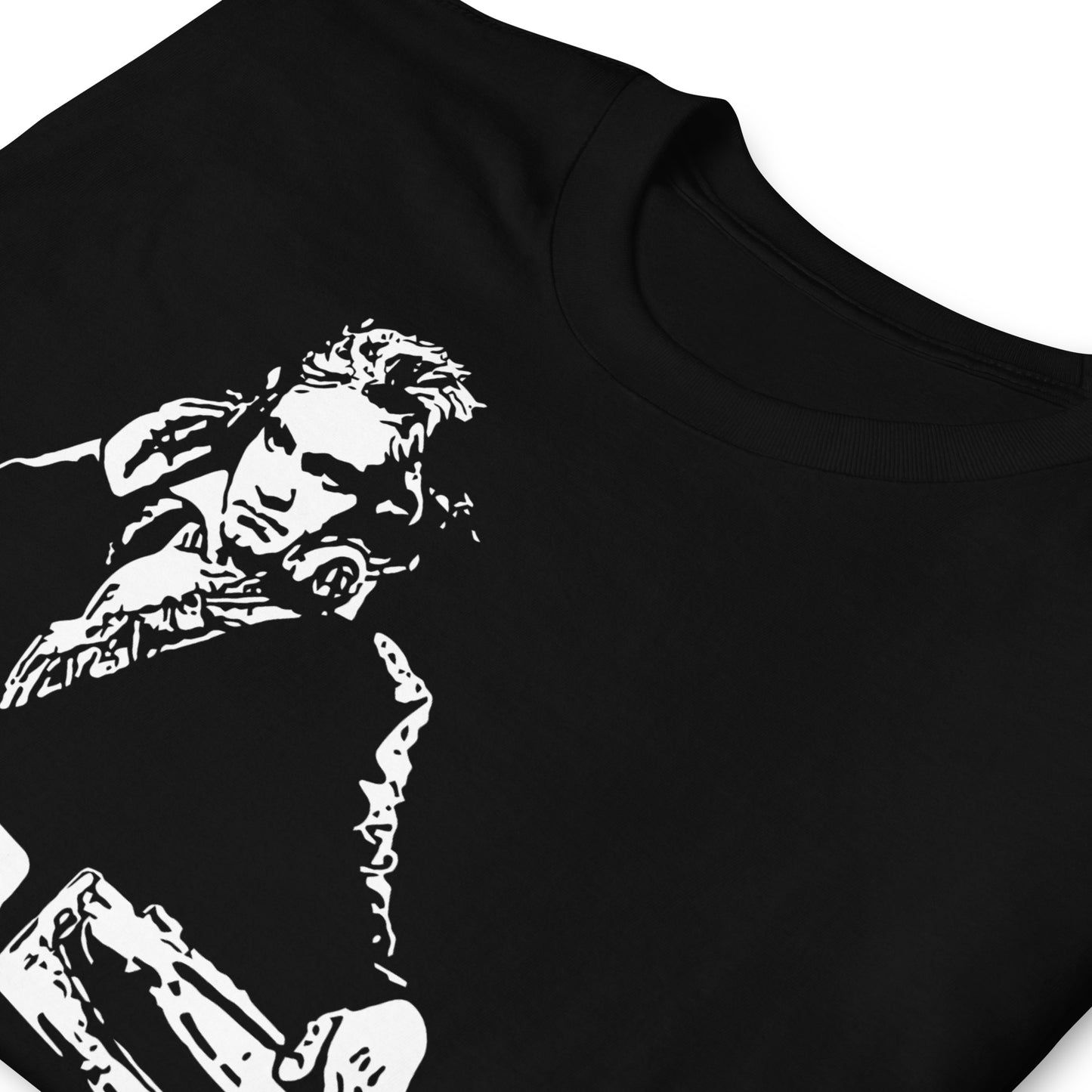 detalle de camiseta beethoven deejay dj en color negro