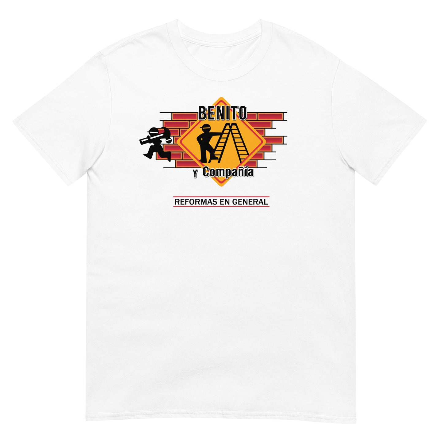 camiseta benito y compania manos a la obra benito lopera perrote manolo en color blanco