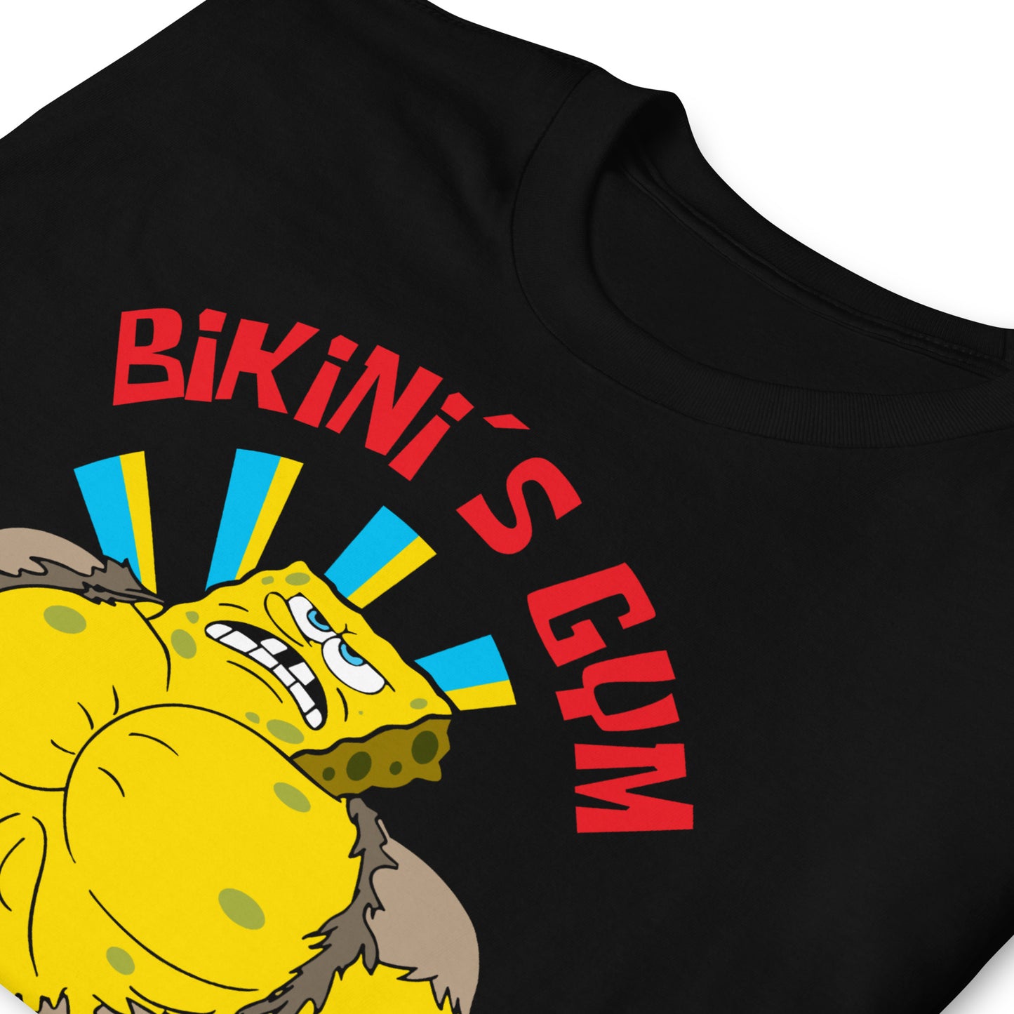 camiseta bikinis gym bob esponja gym gimnasio fitness en color negro