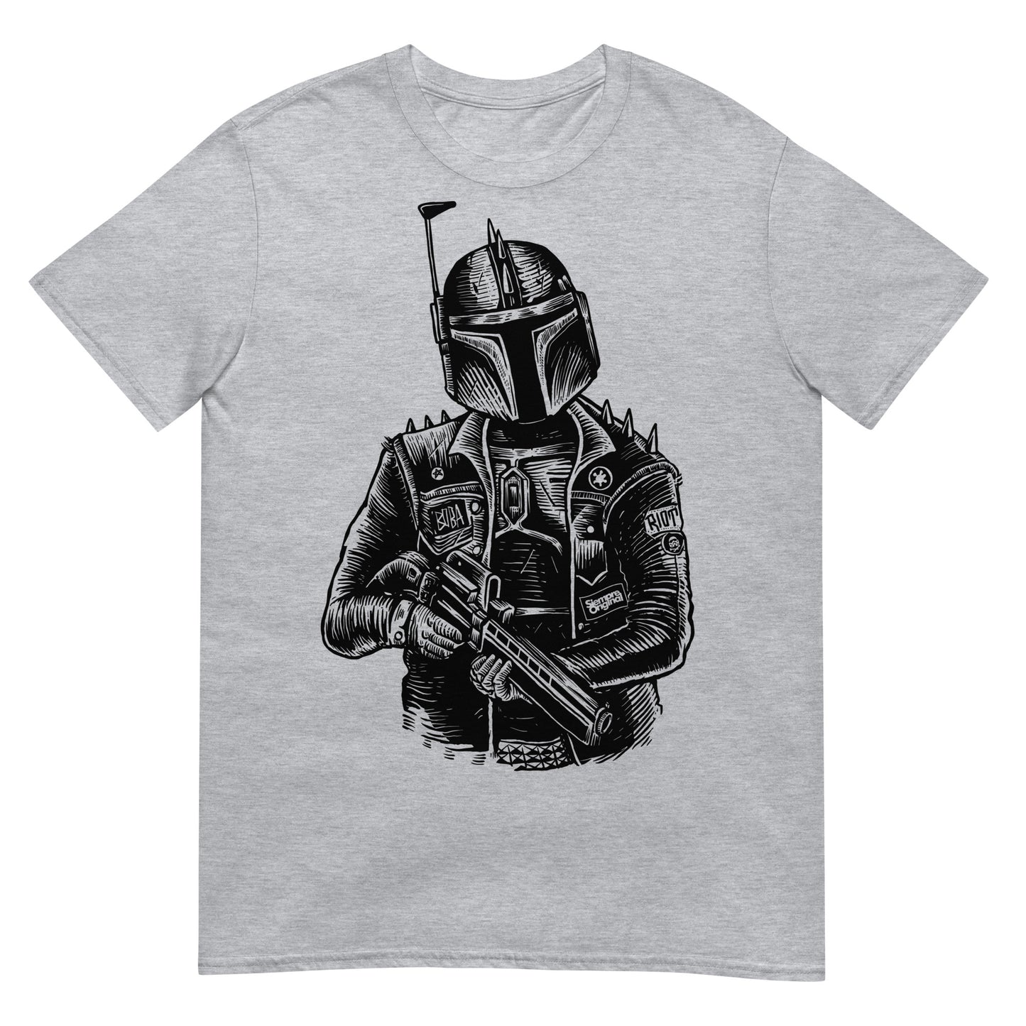 camiseta boba fett punk star wars siempre original urban en color gris