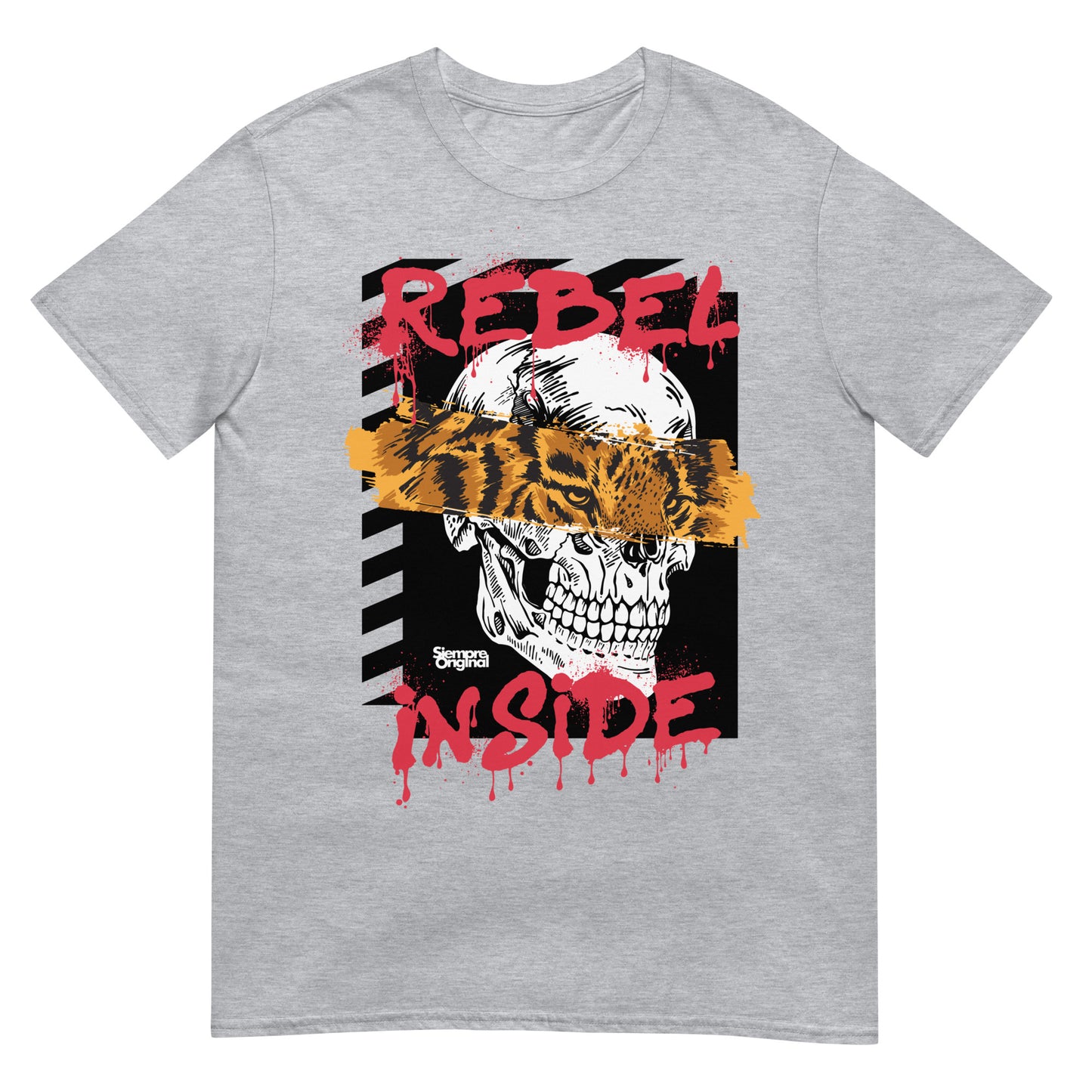 camiseta calavera tigre rebel inside gris