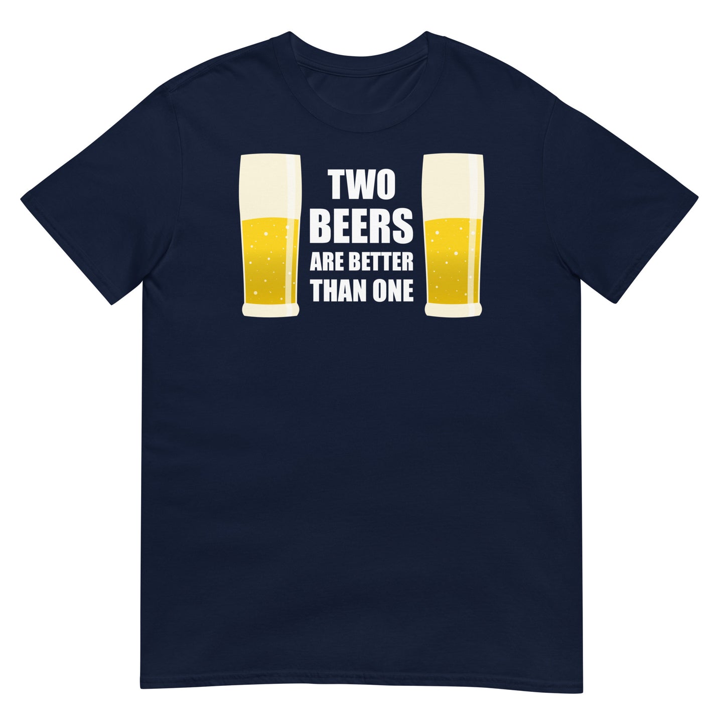 camiseta cerveza two beers are better than one en color azul marino