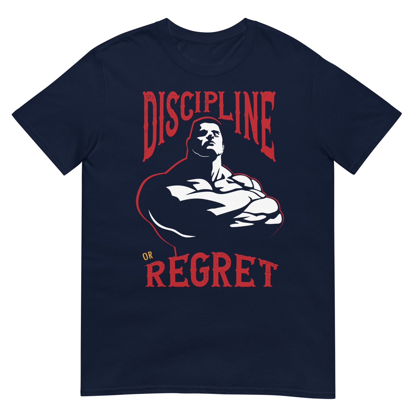 camiseta discipline or regret gym fitness en color azul marino