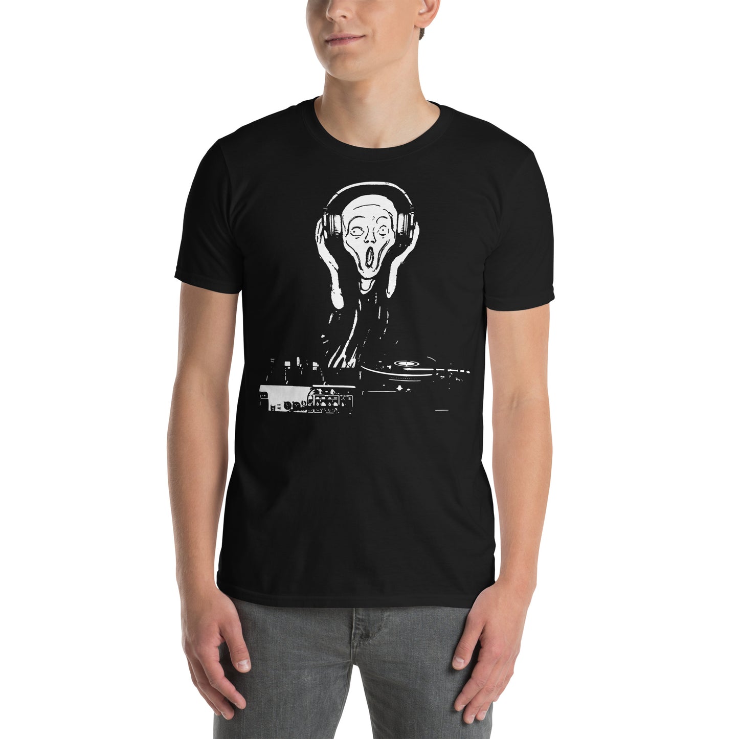 hombre con camiseta el grito dj the scream deejay edvard munch en color negro