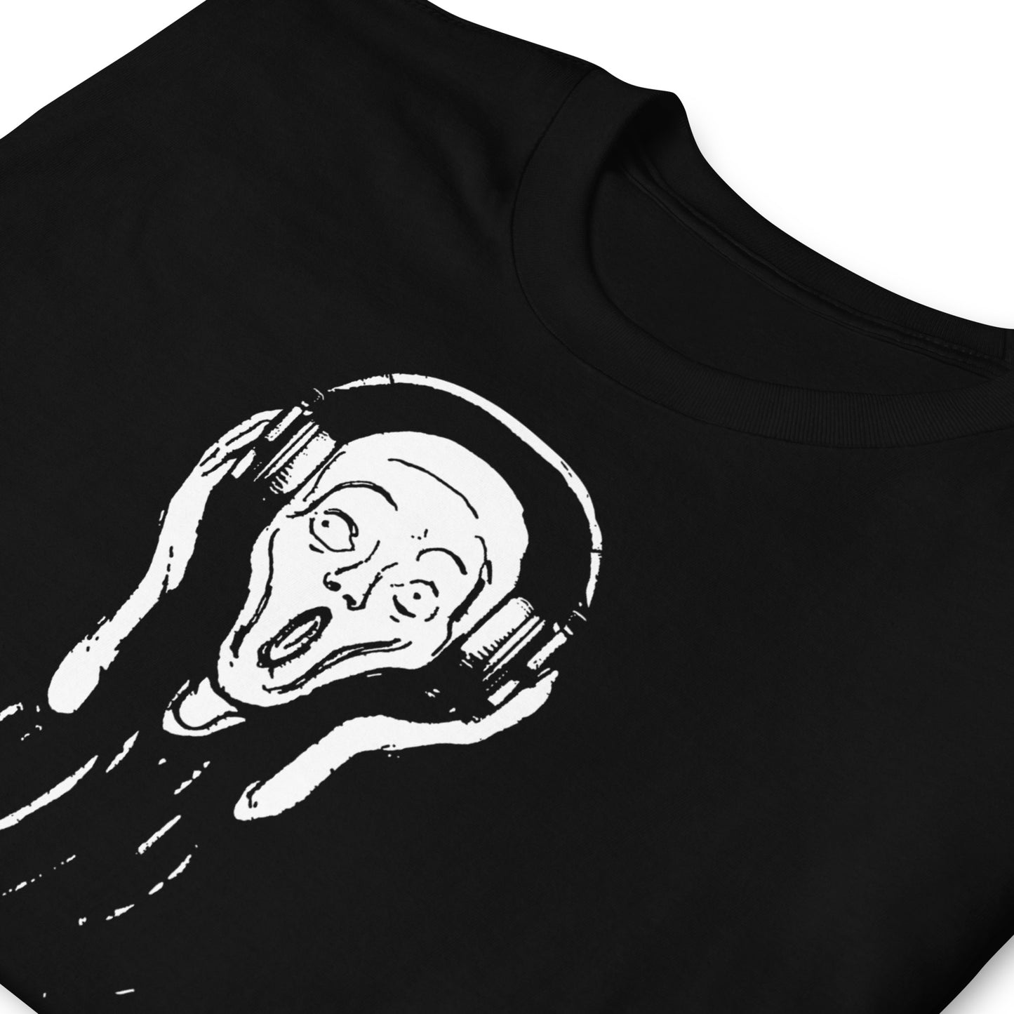 detalle de camiseta el grito dj the scream deejay edvard munch en color negro