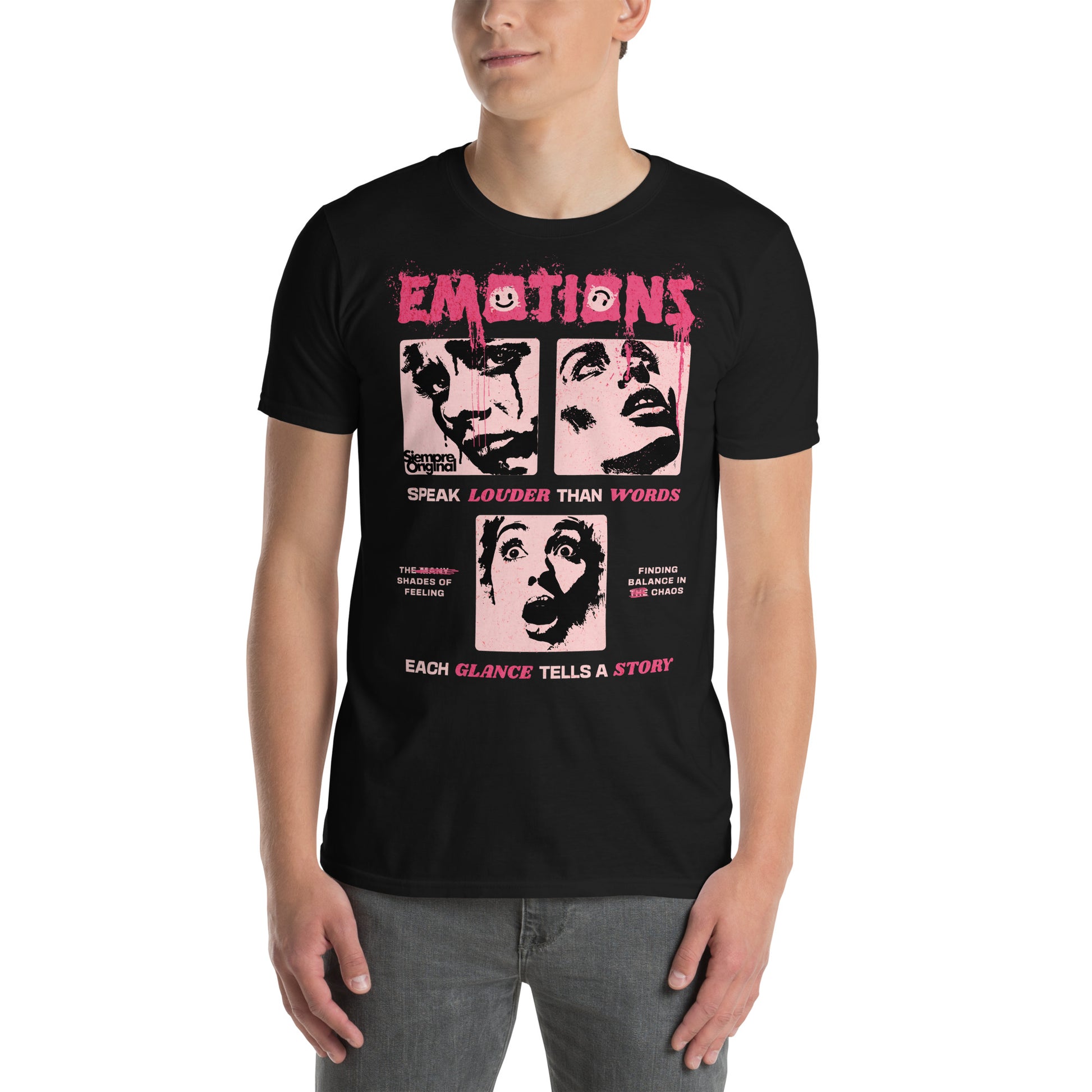 hombre con camiseta emociones emotions siempre original urban en color negro