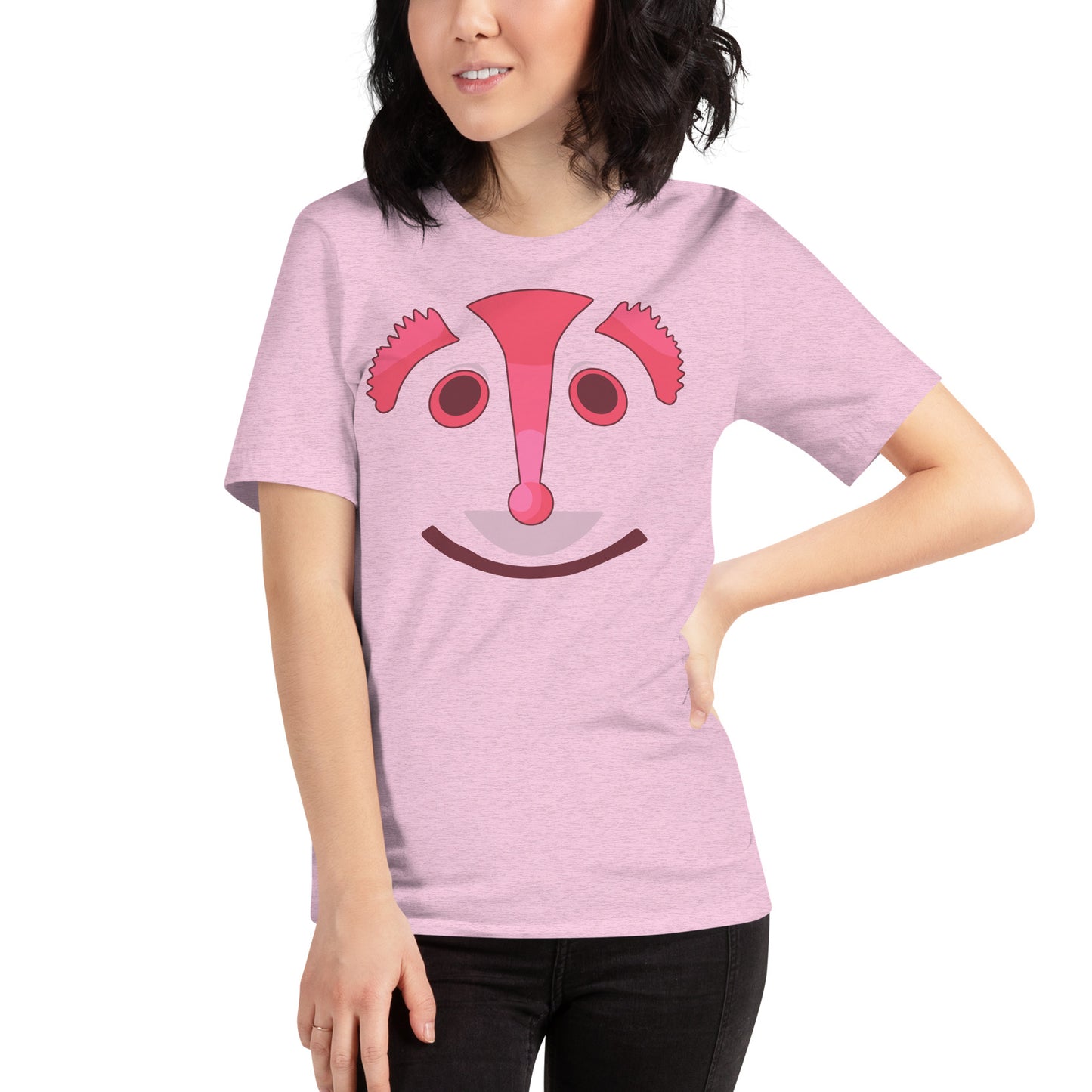 mujer con camiseta espinete erizo retro rosa
