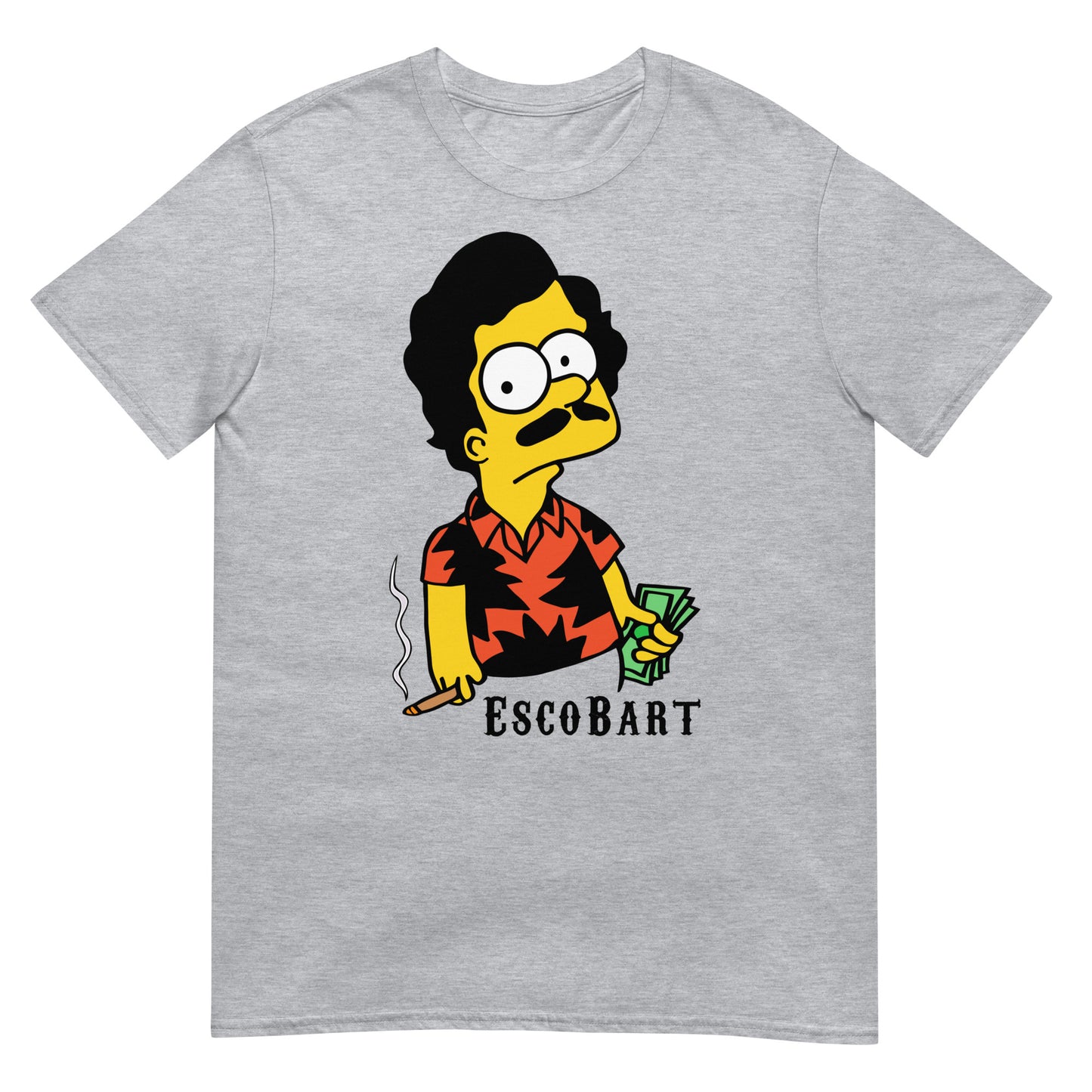 camiseta escobart bart simpson pablo escobar en color gris