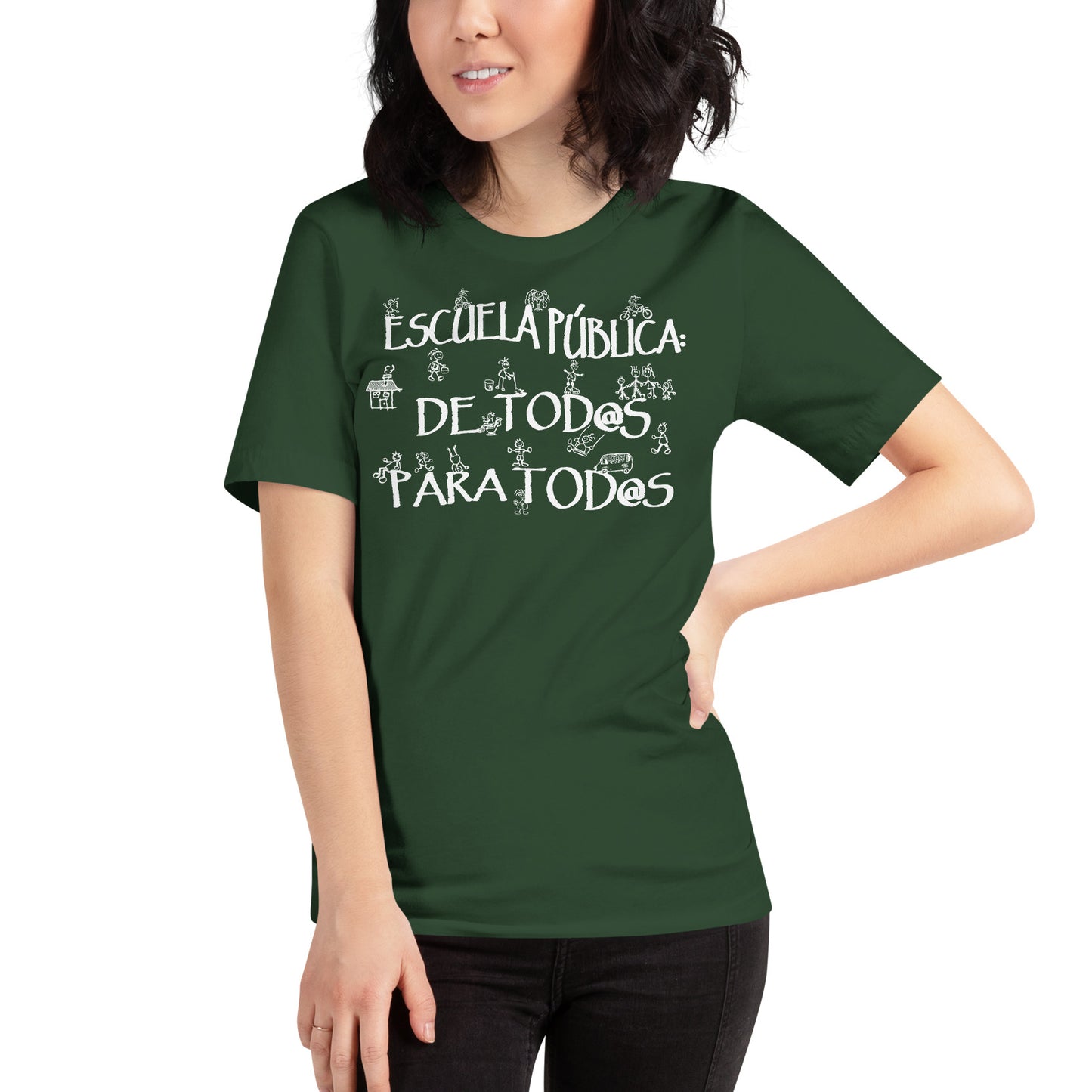 mujer con camiseta escuela publica educacion publica marea verde