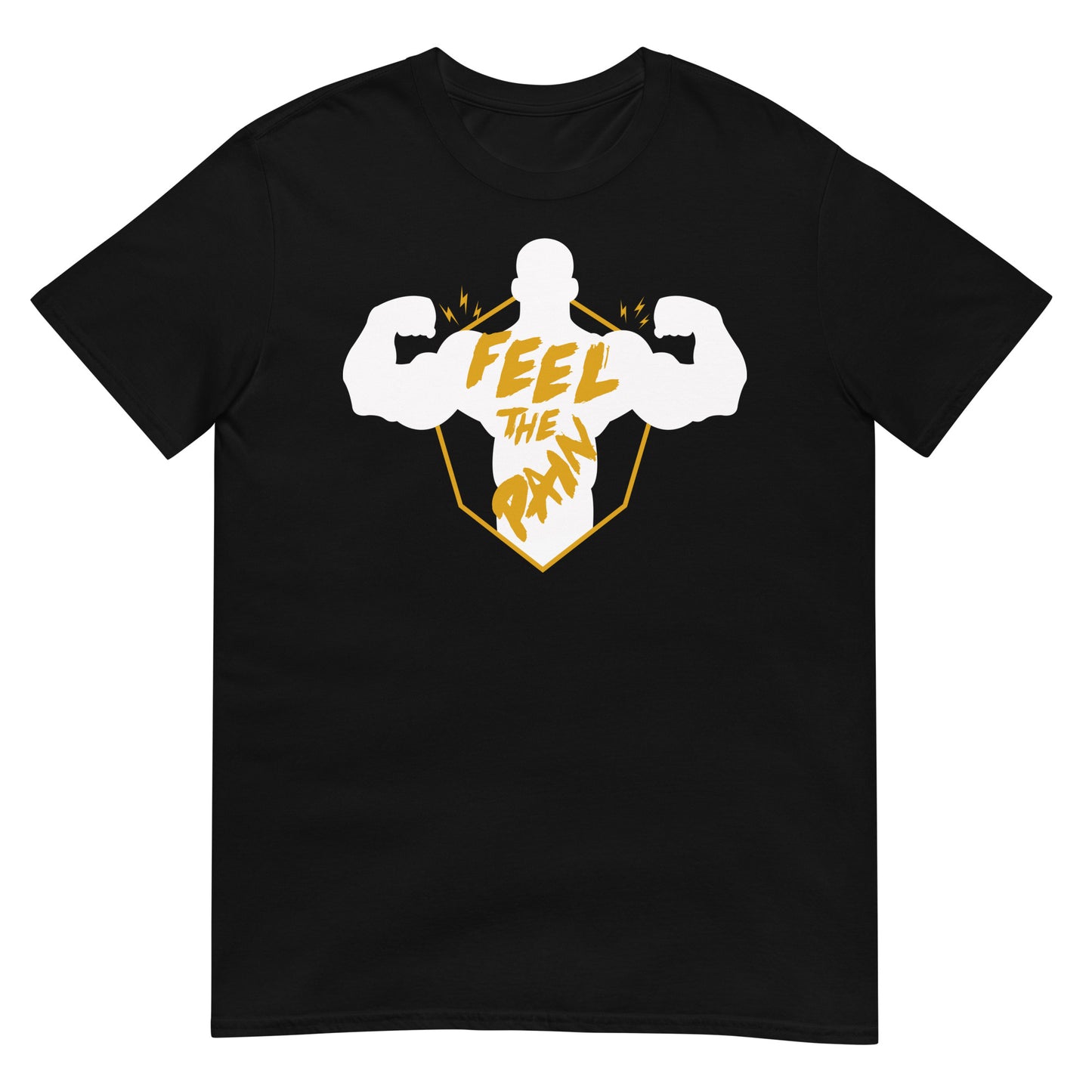 camiseta feel the pain siente el dolor gym gimnasio fitness en color negro