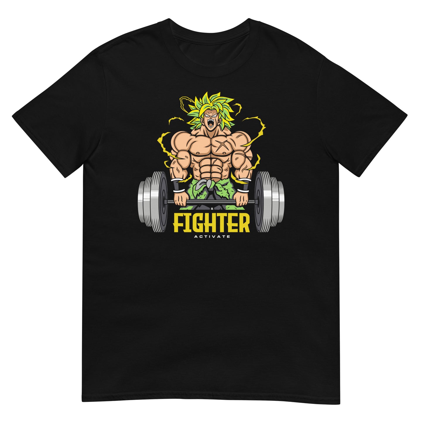 camiseta fighter activate luchador gym gimnasio fitness en color negro