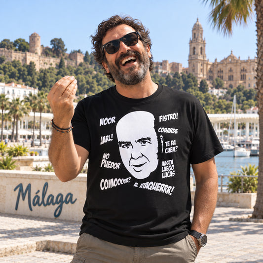 Hombre con camiseta negra de Chiquito de la calzada