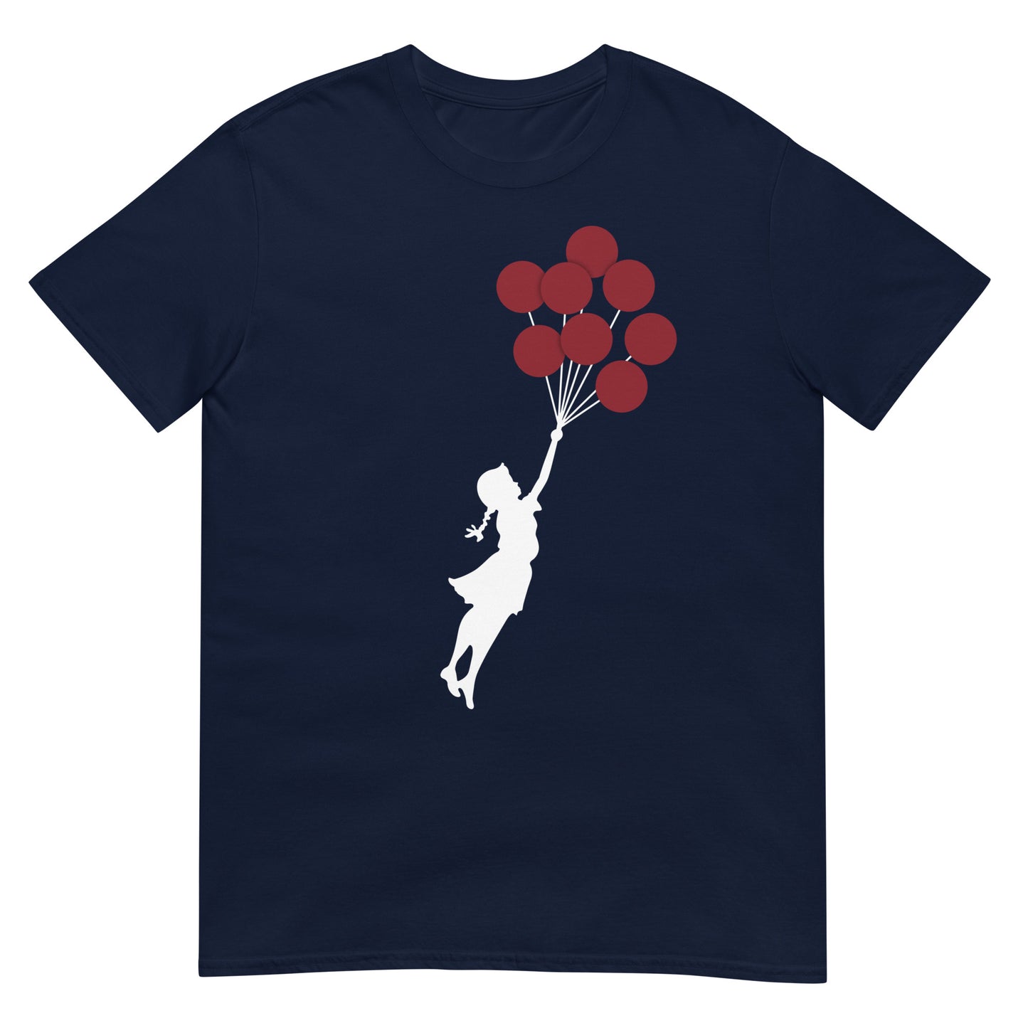 camiseta flying balloon girl nina globos arte urbano azul marino