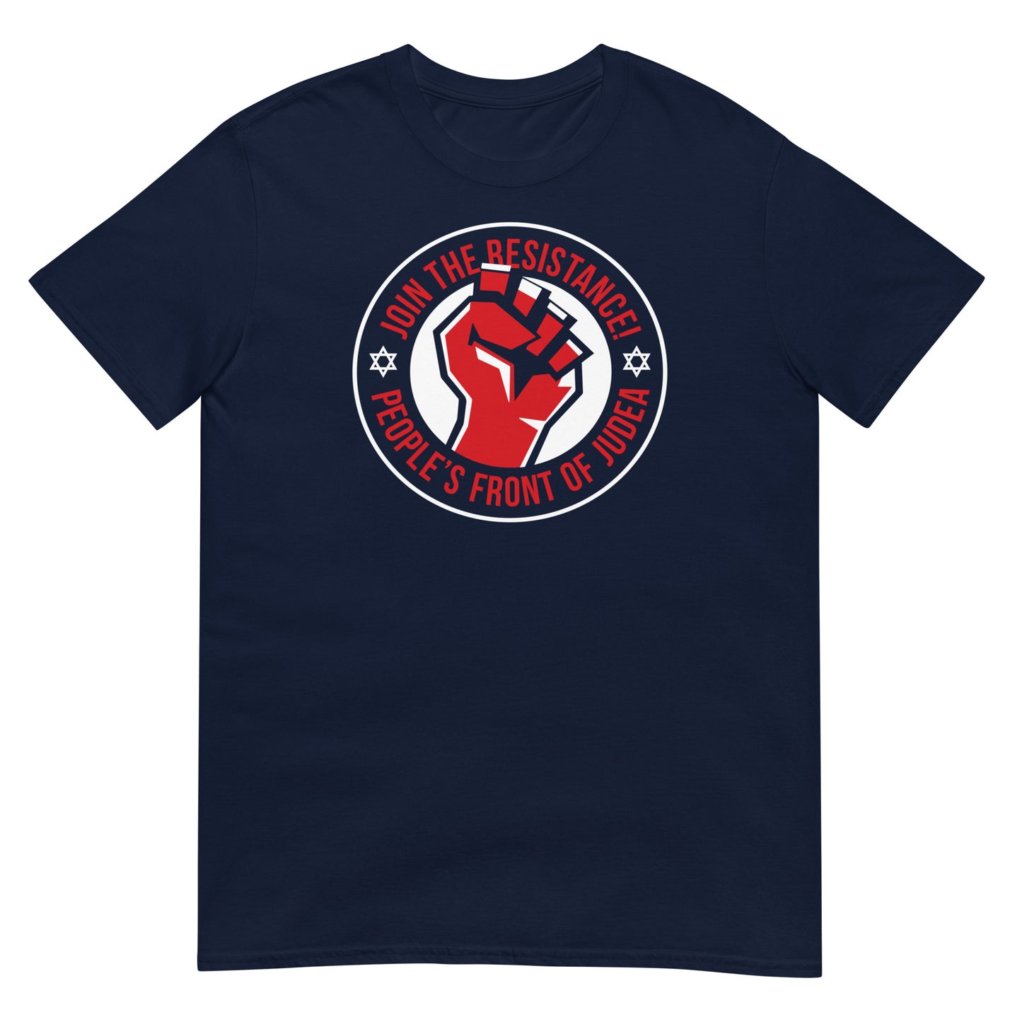 camiseta frente popular de judea la vida de brian azul marino