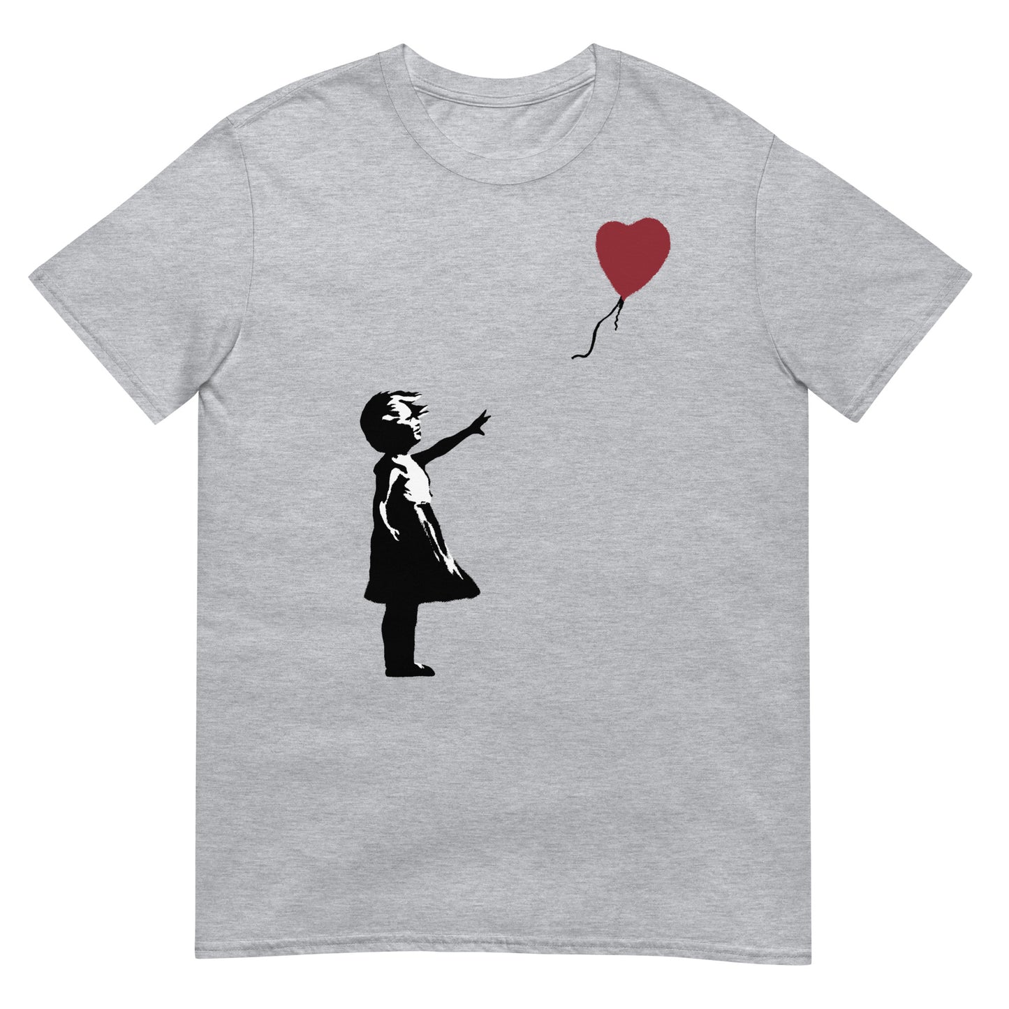 camiseta girl with balloon banksy gris