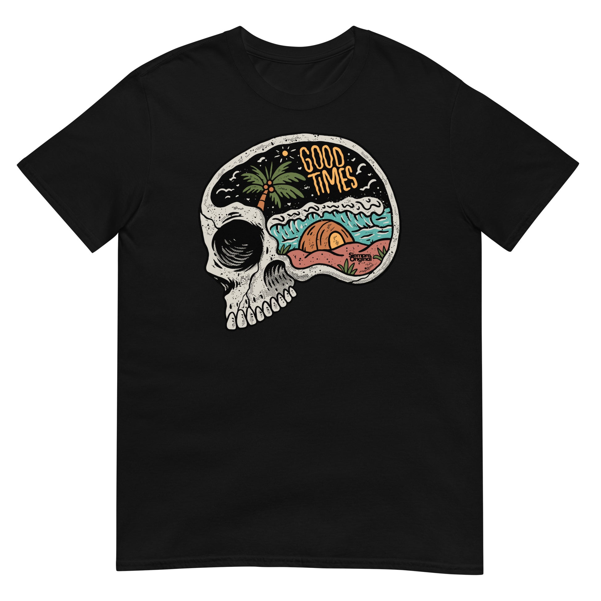 camiseta good times surf skull verano playa siempre original urban en color negro