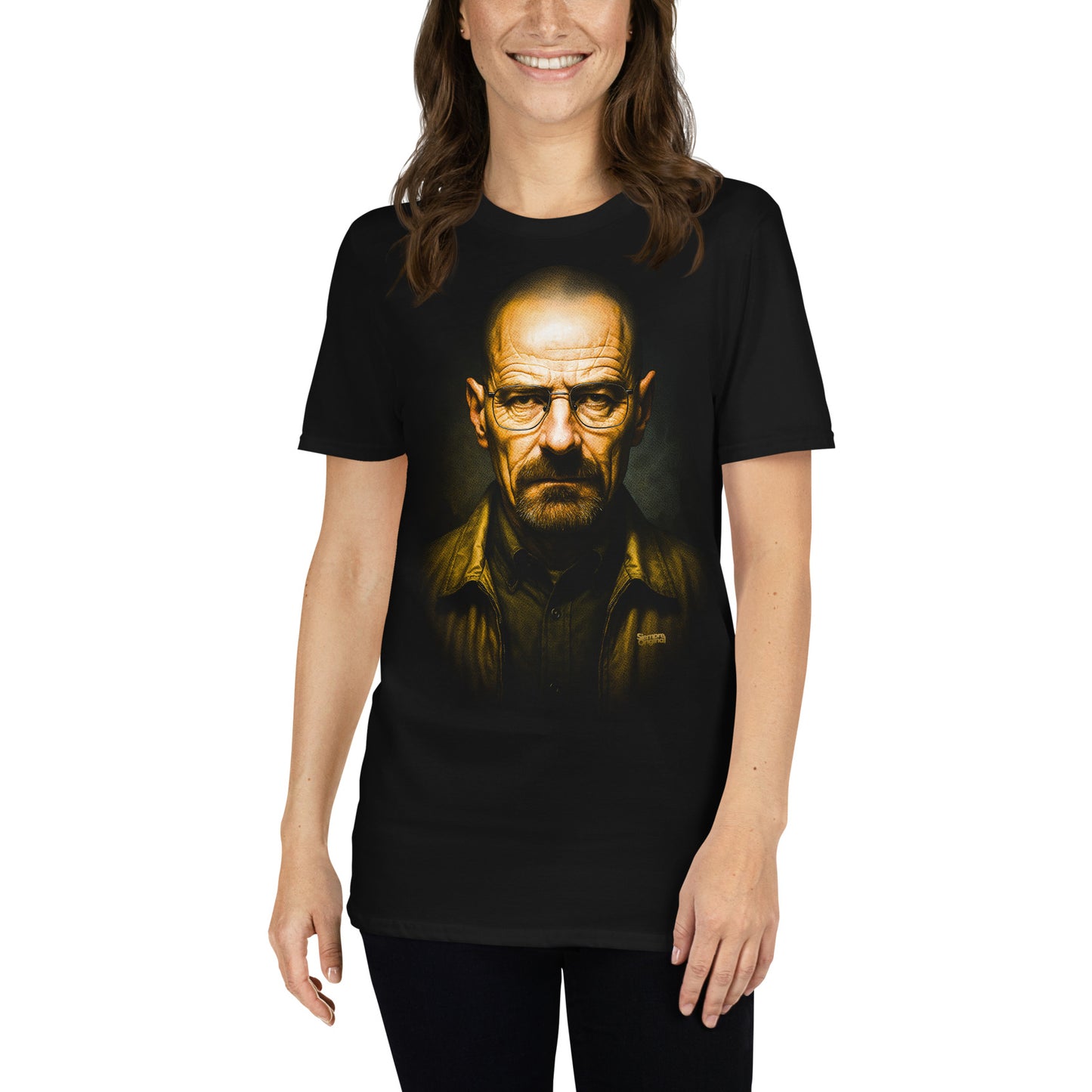 mujer con camiseta heisenberg walter white breaking bad negra