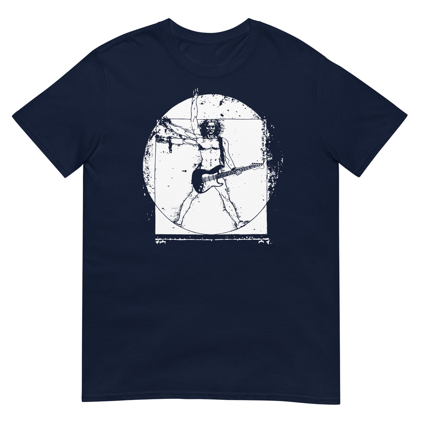 camiseta hombre de vitruvio guitarrista azul marino