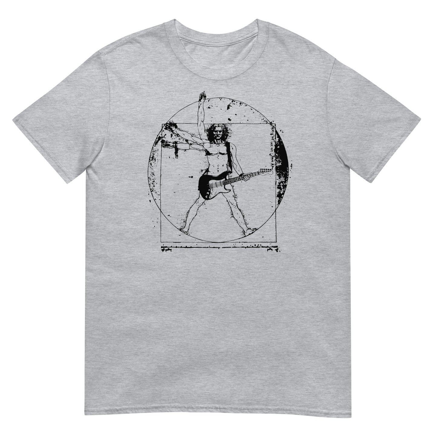 camiseta hombre de vitruvio guitarrista gris