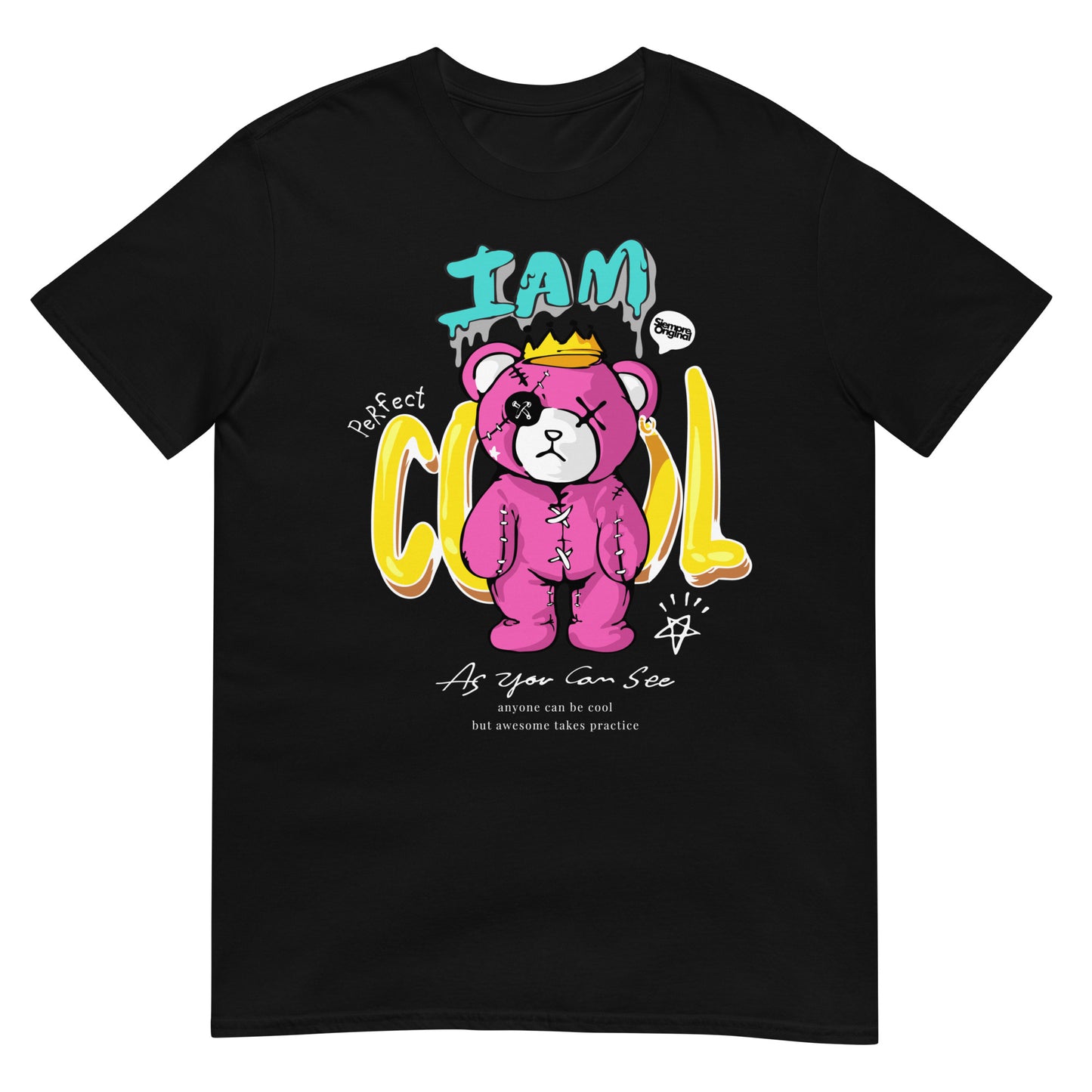 camiseta i am cool teddy bear siempre original urban en color negro