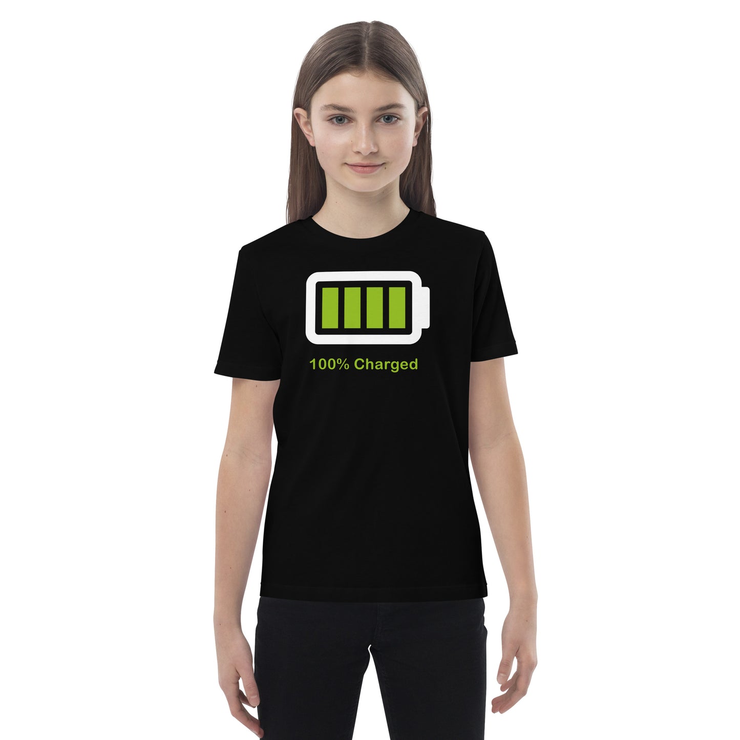 niña con camiseta infantil bateria llena en color negro