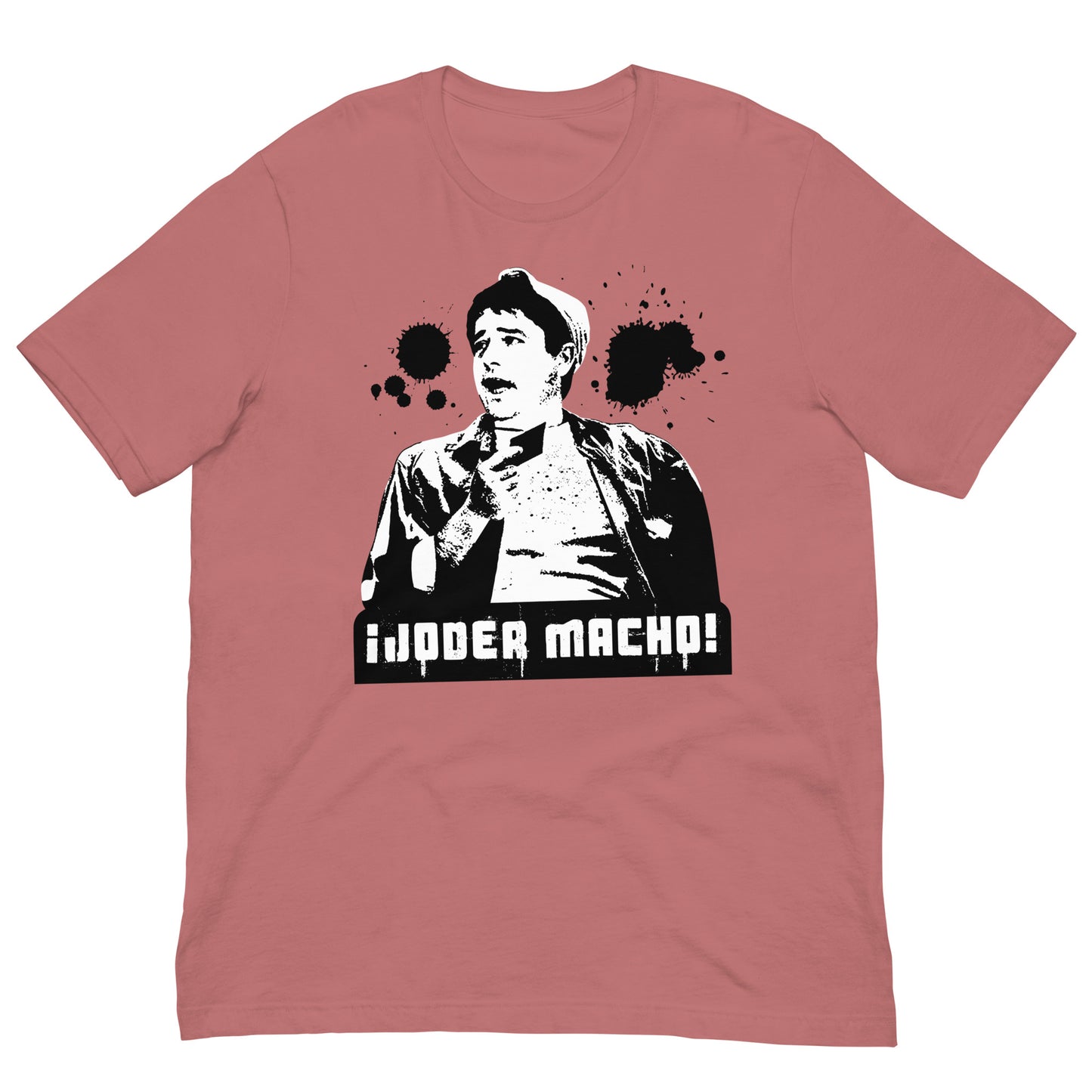 camiseta joder macho benito manos a la obra manolo en color malva