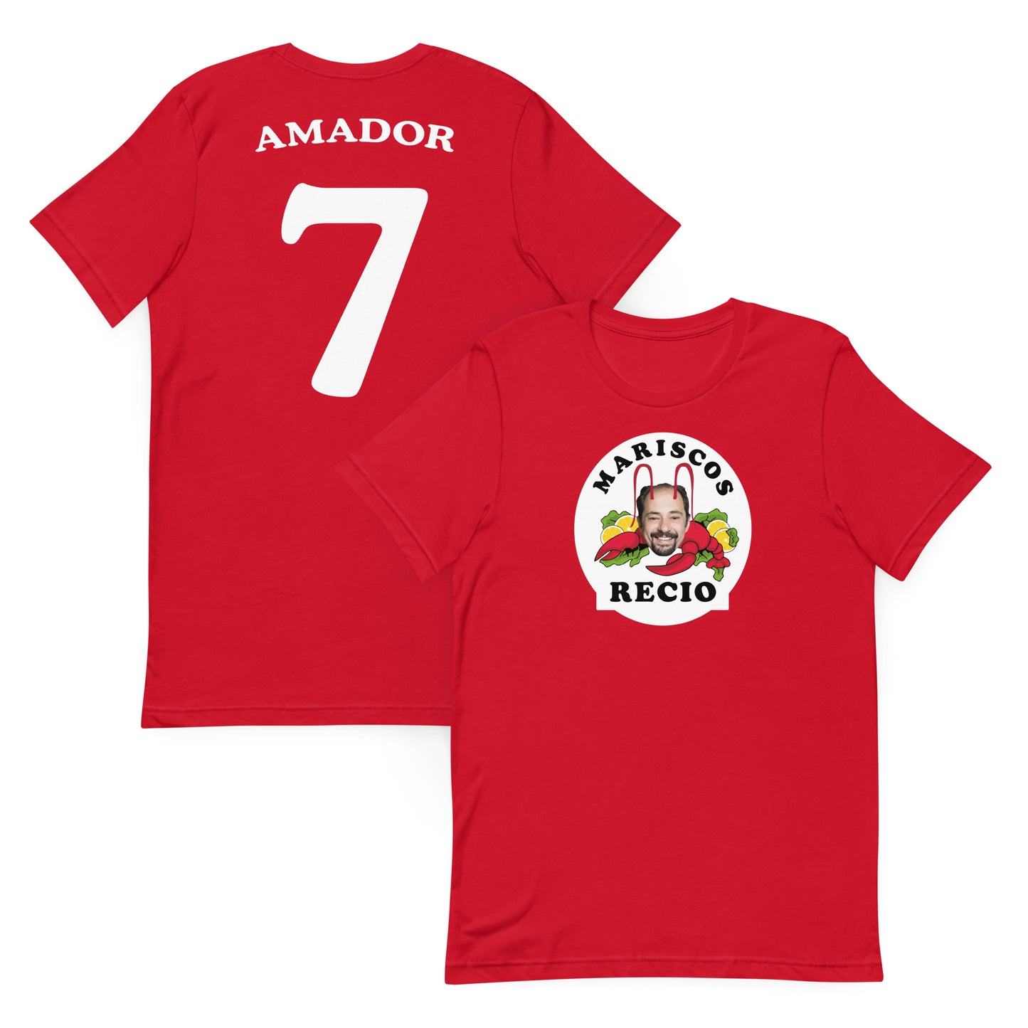 camiseta los leones de montepinar amador mariscos recio la que se avecina en color rojo