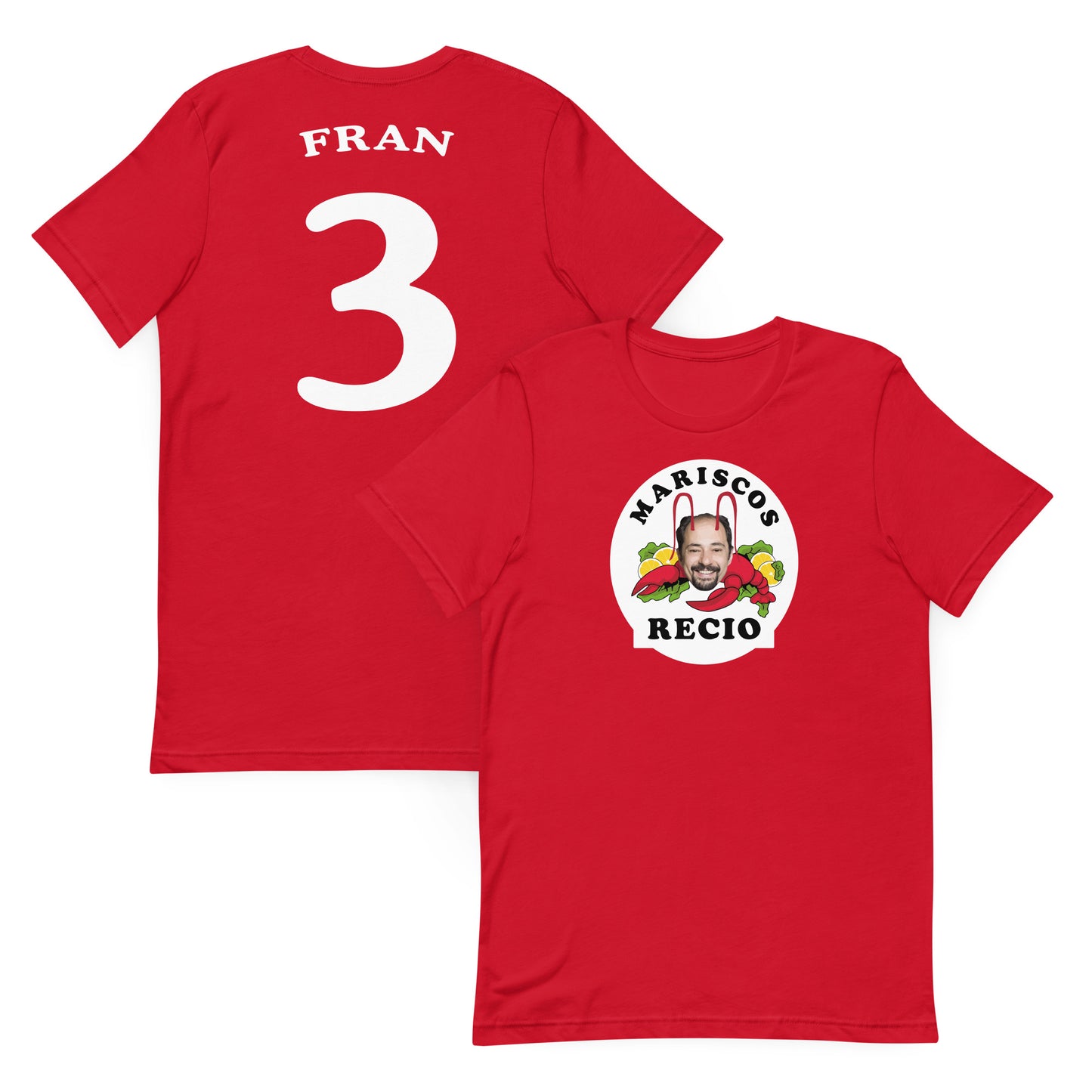 camiseta los leones de montepinar fran mariscos recio la que se avecina en color rojo