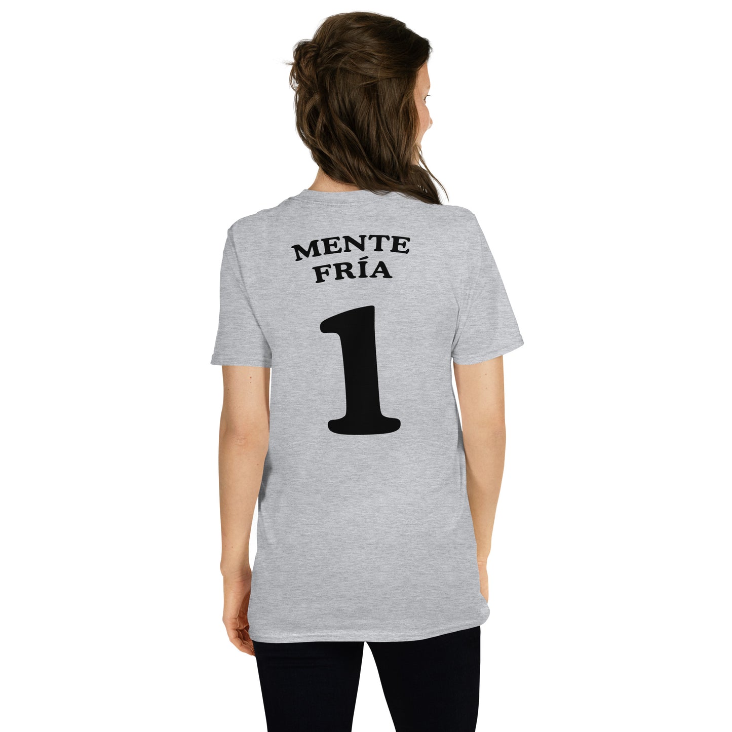 mujer con camiseta los leones de montepinar mente fria maxi mariscos recio la que se avecina trasera en color gris