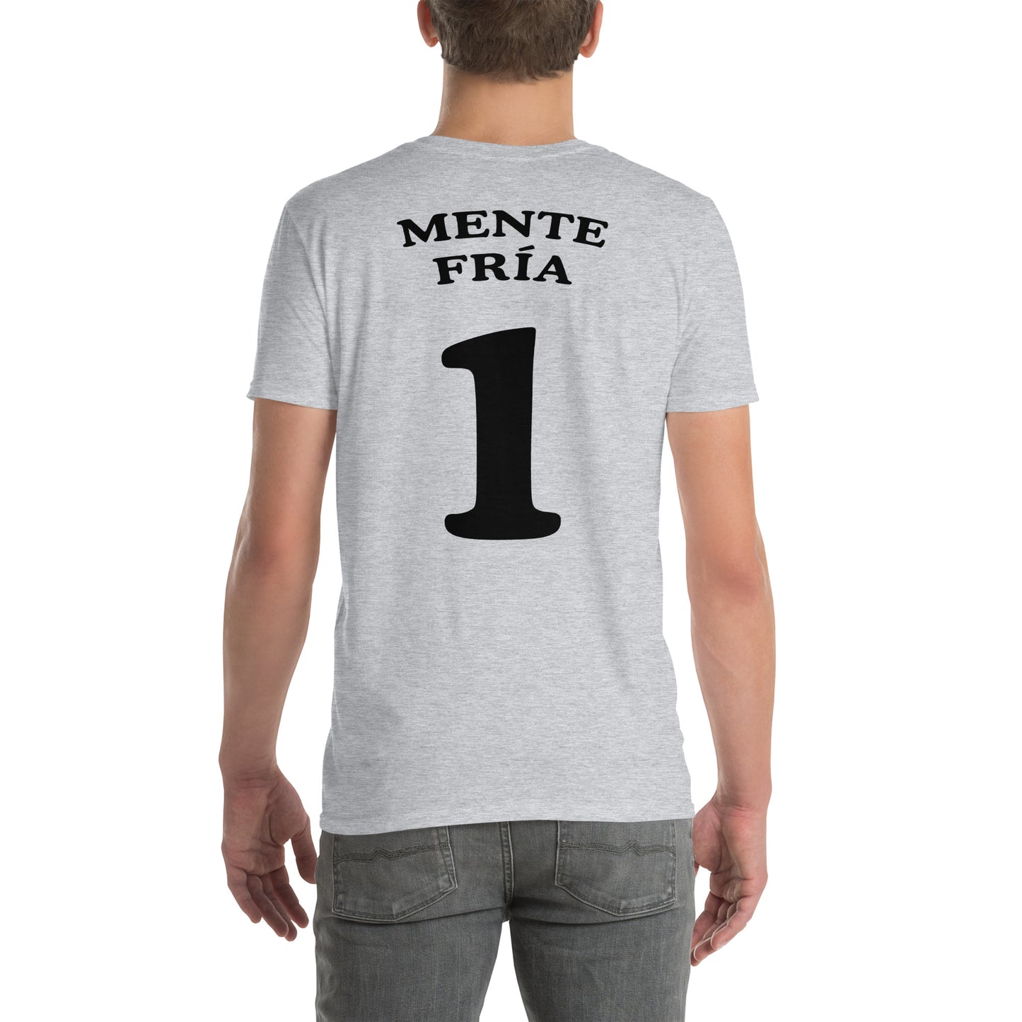 hombre con camiseta los leones de montepinar mente fria maxi mariscos recio la que se avecina trasera en color gris