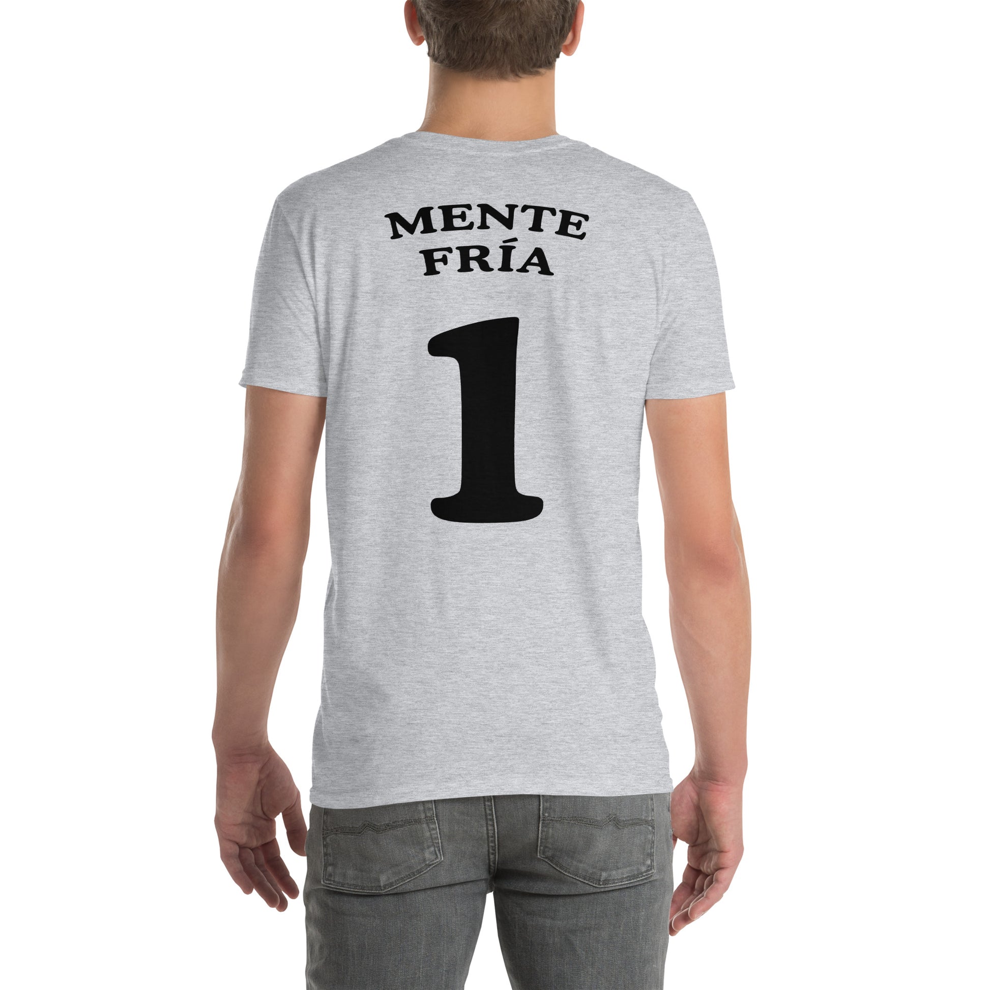 hombre con camiseta los leones de montepinar mente fria maxi mariscos recio la que se avecina trasera en color gris