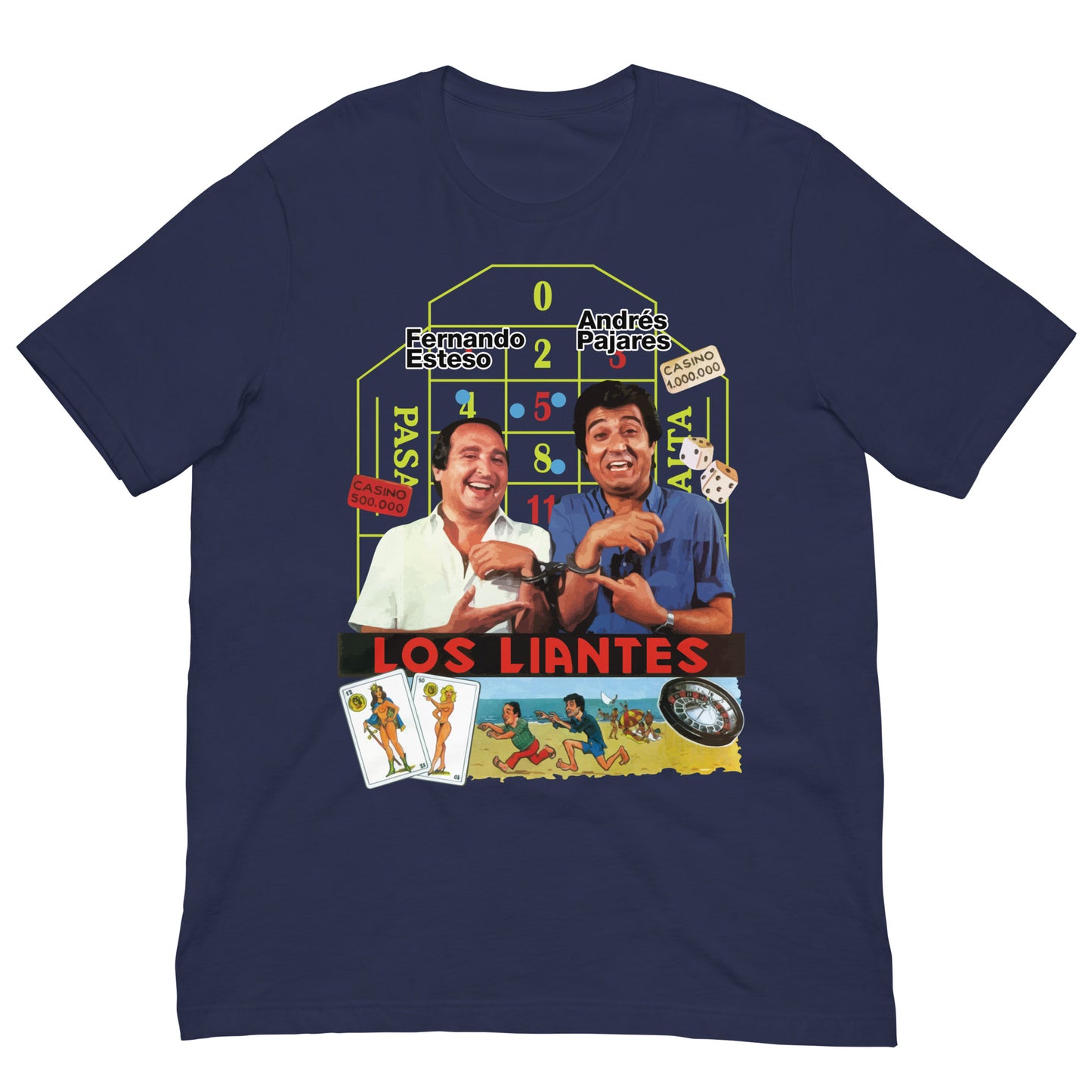camiseta los liantes andres pajares fernando esteso en color azul marino