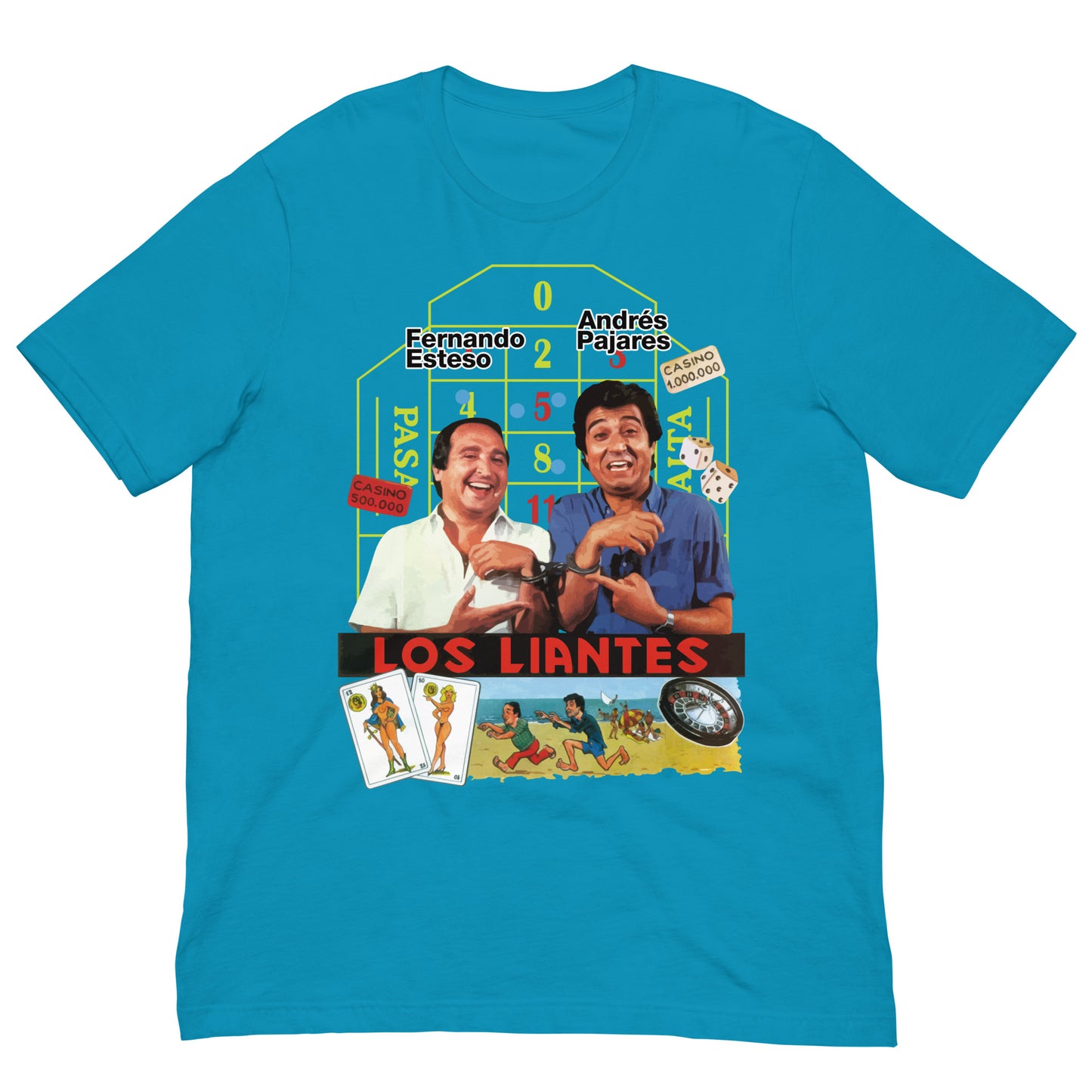 camiseta los liantes andres pajares fernando esteso en color azul
