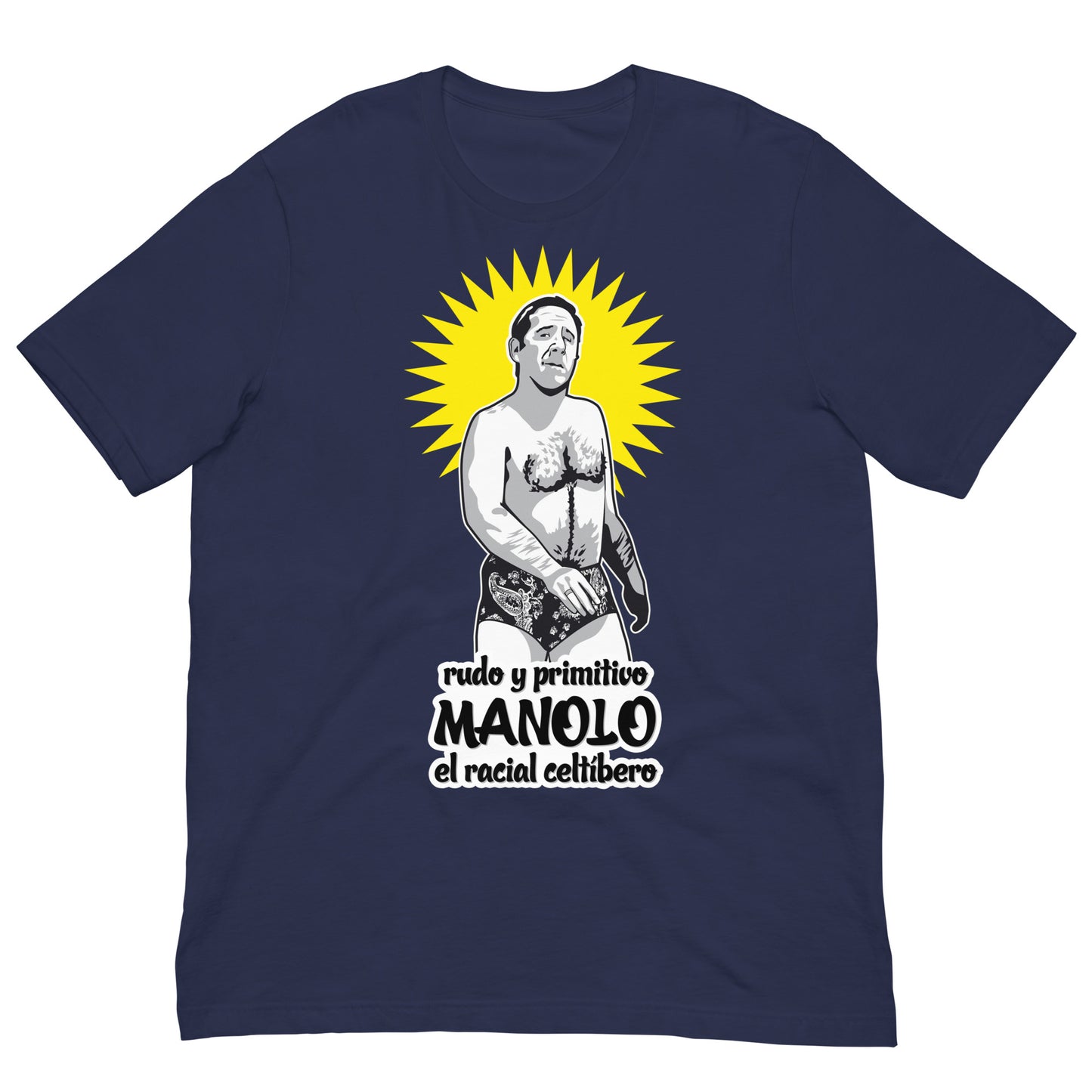 camiseta manolo la nuit el racial celtibero alfredo landa en color azul marino