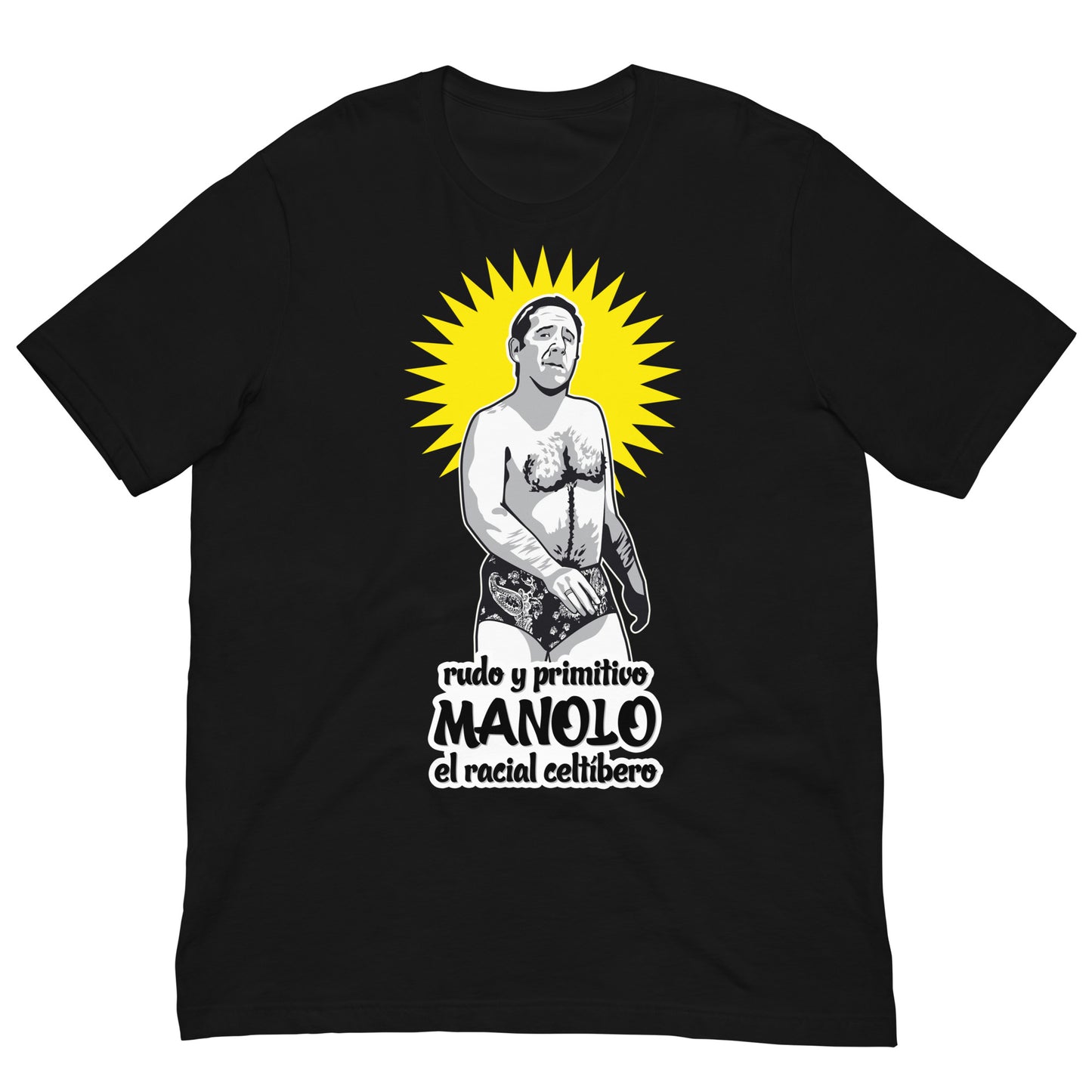 camiseta manolo la nuit el racial celtibero alfredo landa en color negro