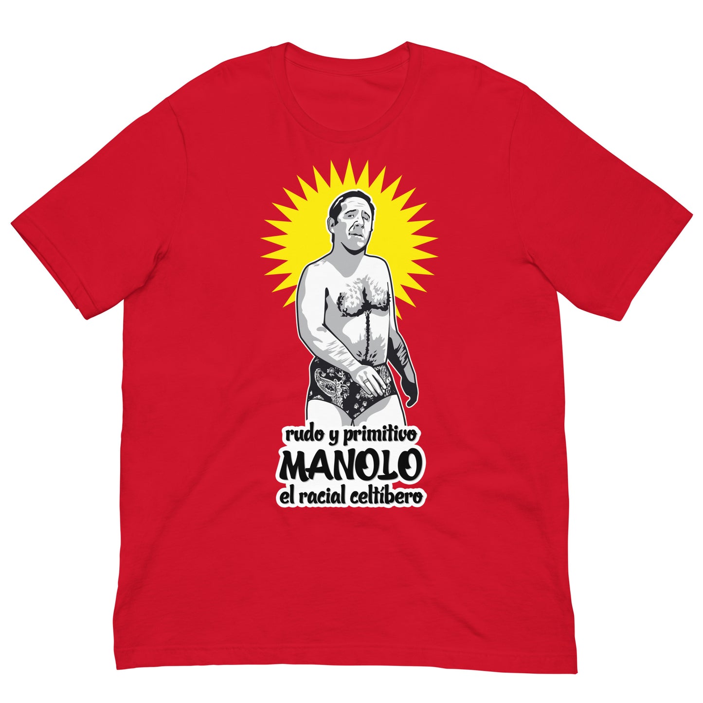 camiseta manolo la nuit el racial celtibero alfredo landa en color rojo