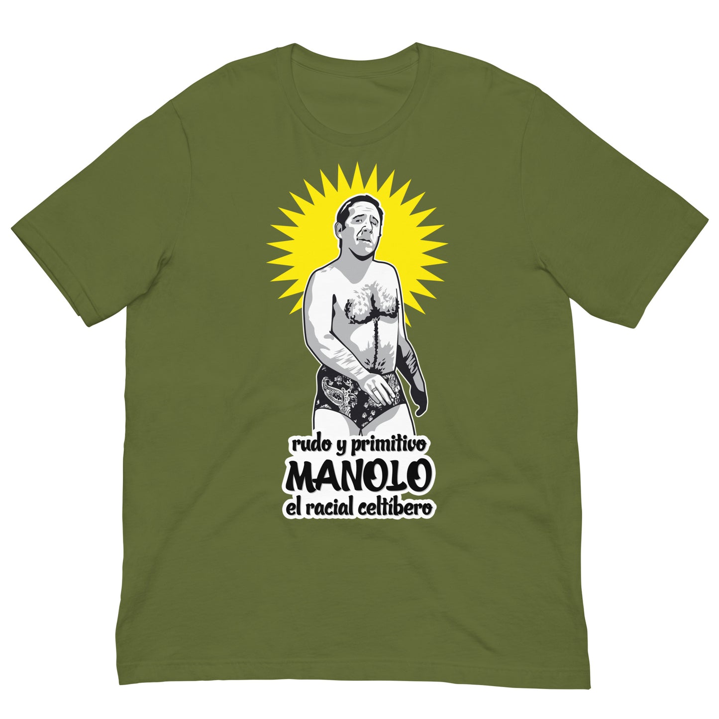 camiseta manolo la nuit el racial celtibero alfredo landa en color verde oliva
