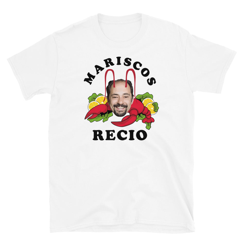camiseta mariscos recio la que se avecina en color blanco