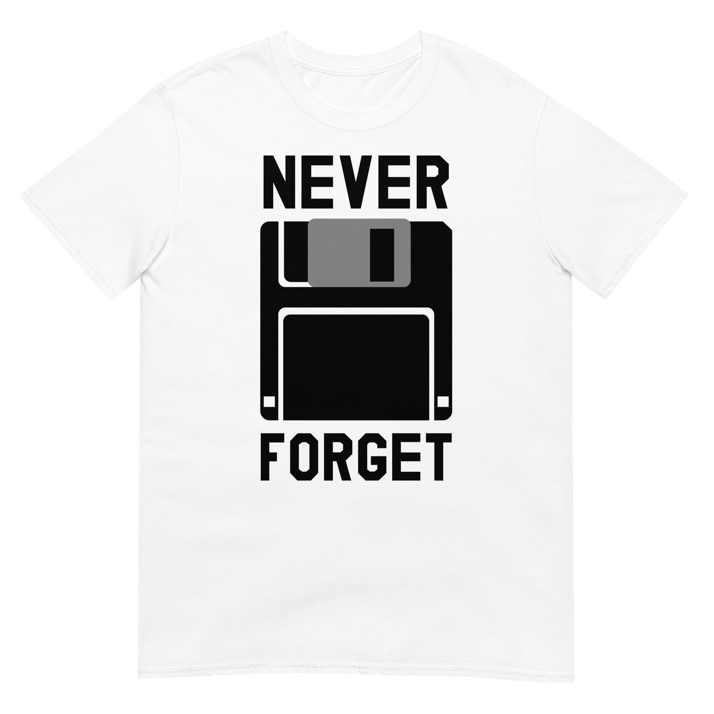 camiseta never forget disquete blanca
