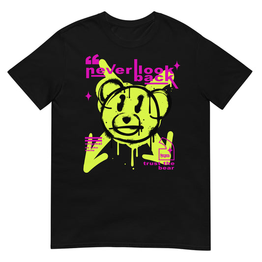 camiseta never look back teddy bear siempre original urban en color negro