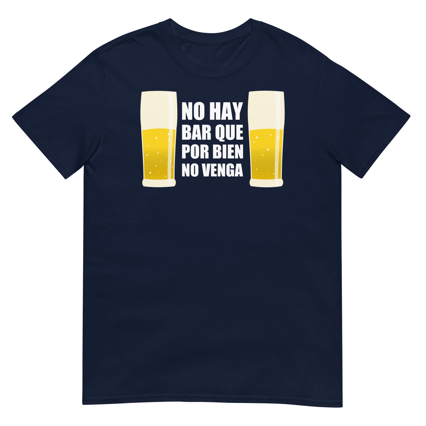 camiseta no hay bar que por bien no venga cerveza en color azul marino