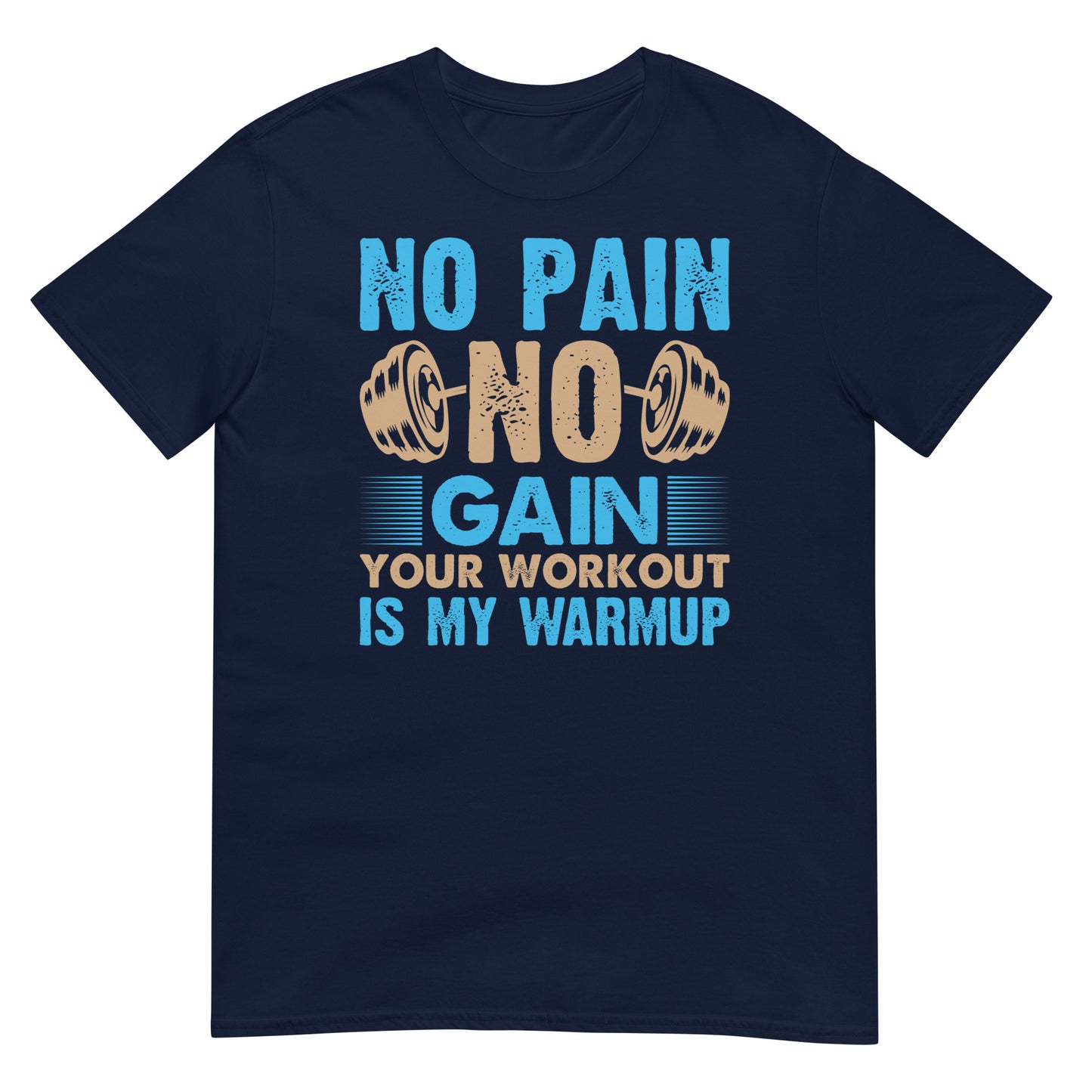 camiseta no pain no gain gym gimnasio fitness en color azul marino