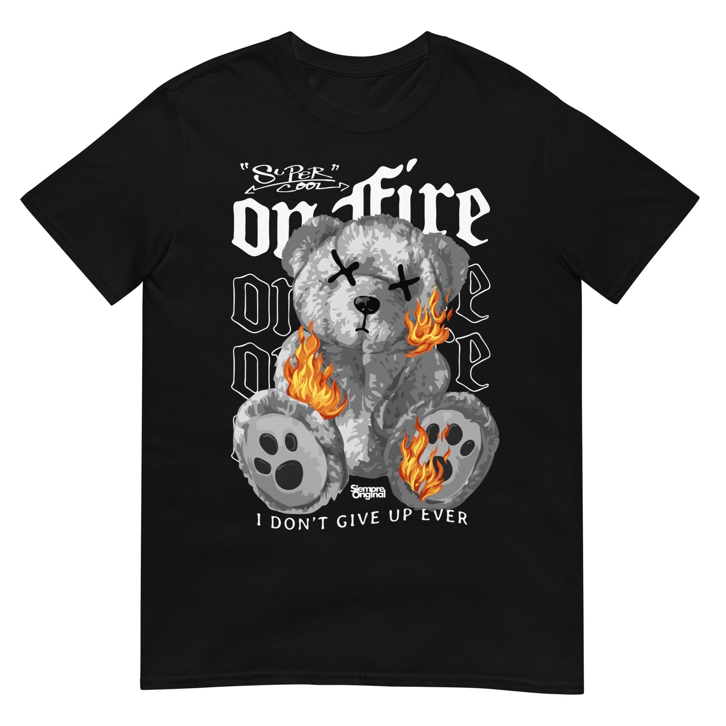 camiseta on fire teddy bear siempre original urban en color negro