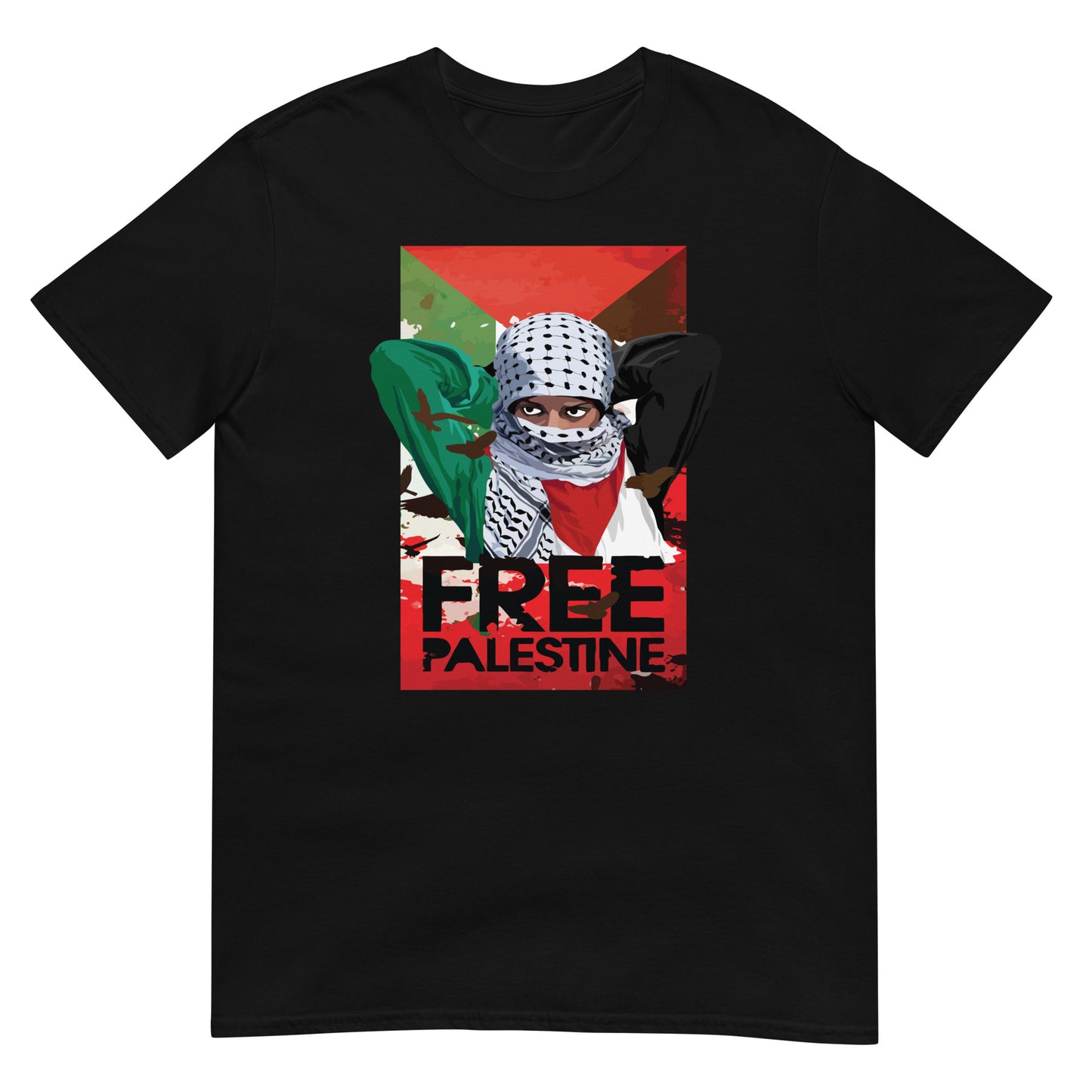 camiseta palestina libre free palestine en color negro