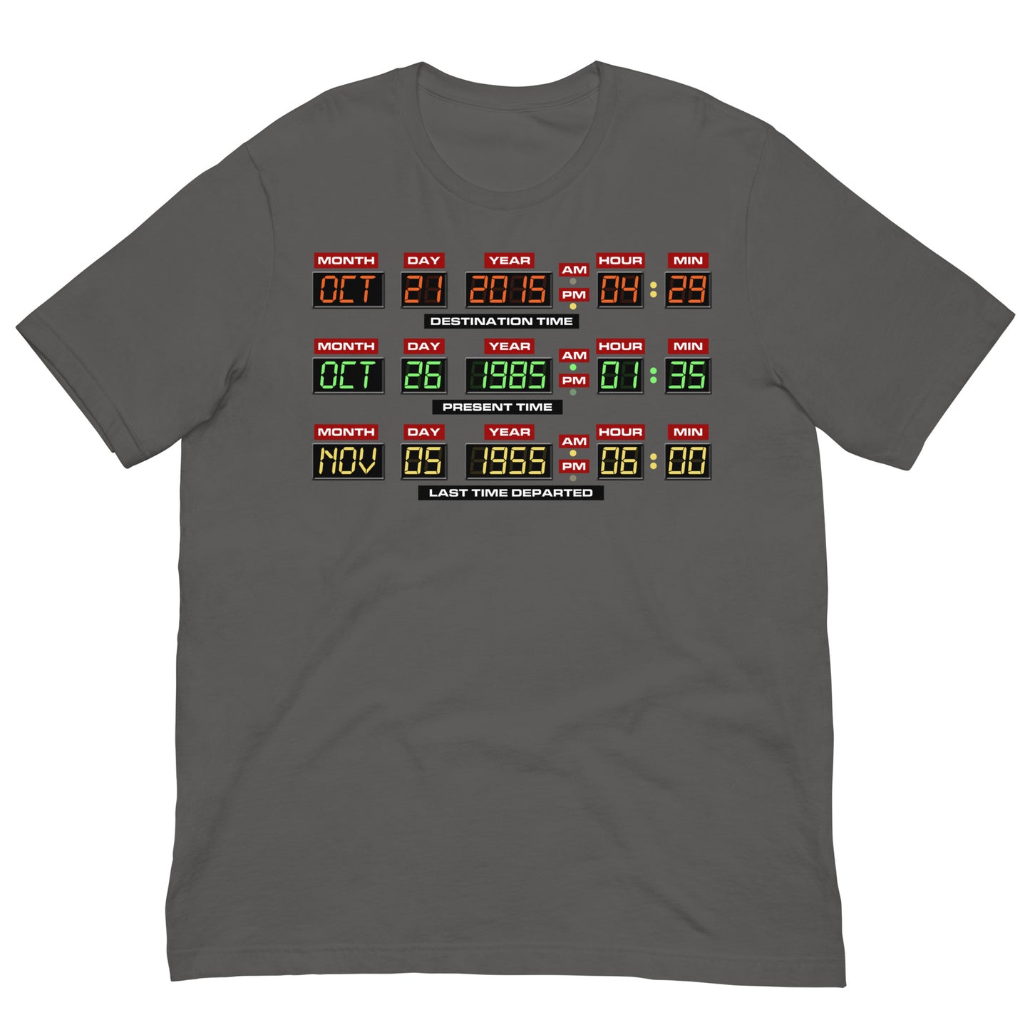 camiseta panel de control delorean regreso al futuro en color gris
