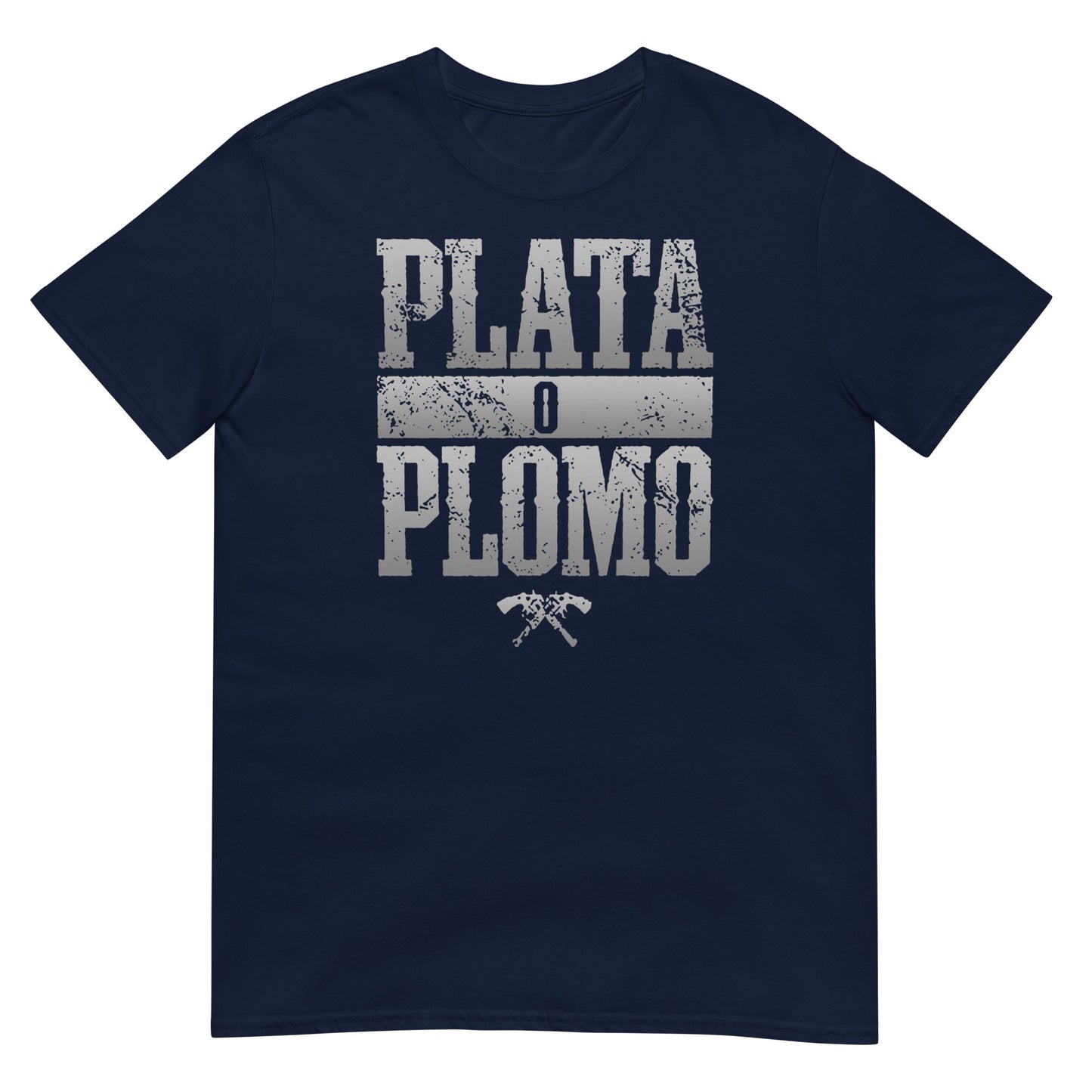 camiseta plata o plomo escobar azul marino
