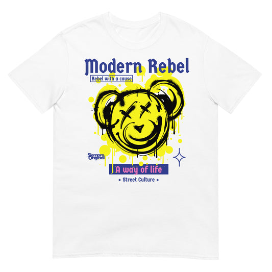 camiseta rebel with a cause teddy bear siempre original urban en color blanco